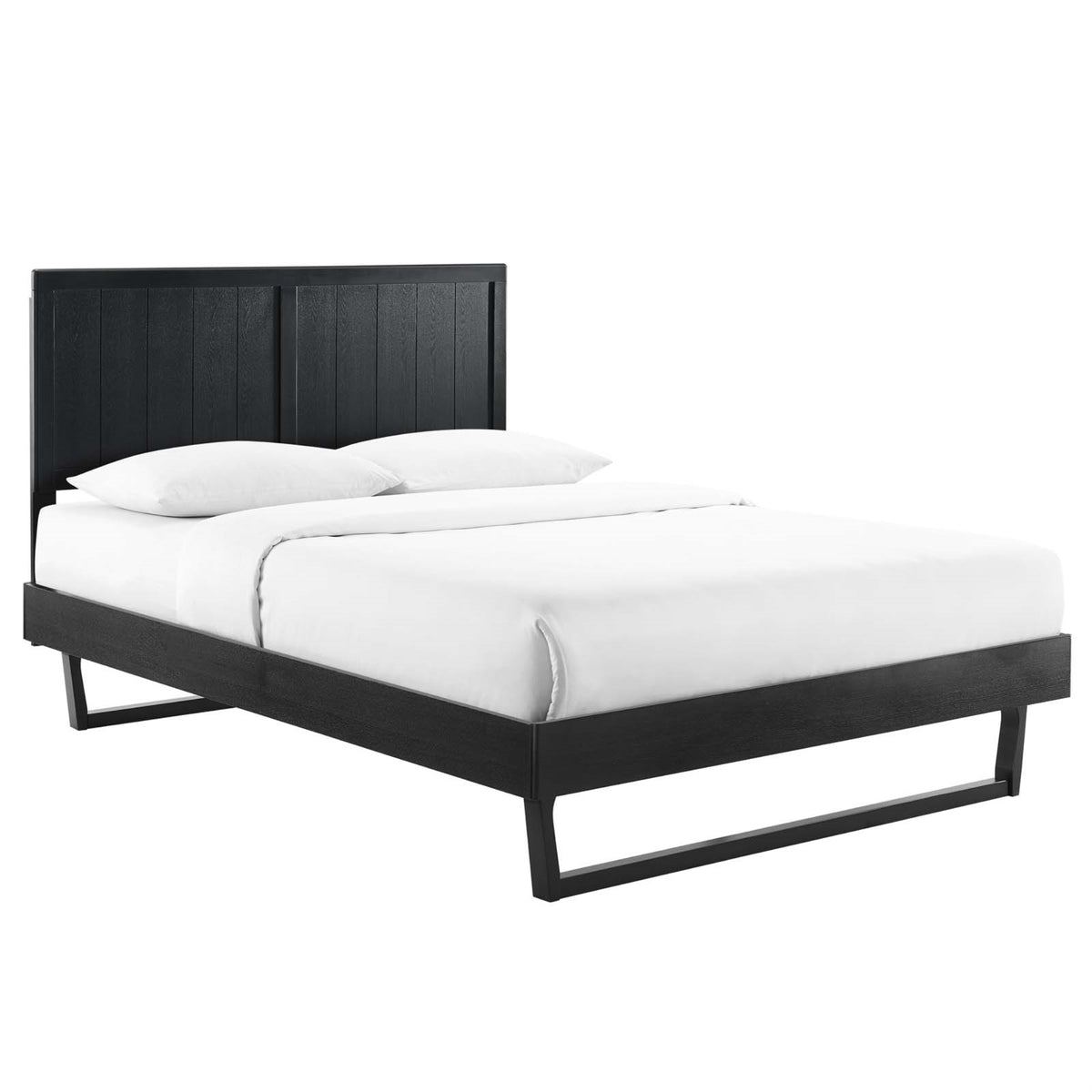 Alana Full Wood Platform Bed With Angular Frame Black