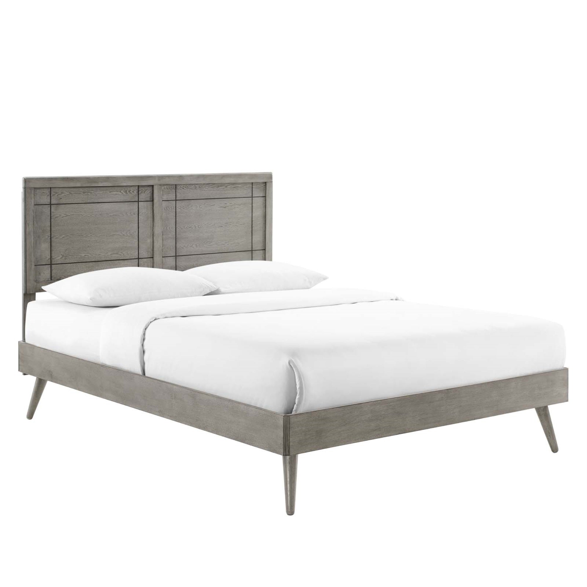 Marlee King Wood Platform Bed With Splayed Legs Gray