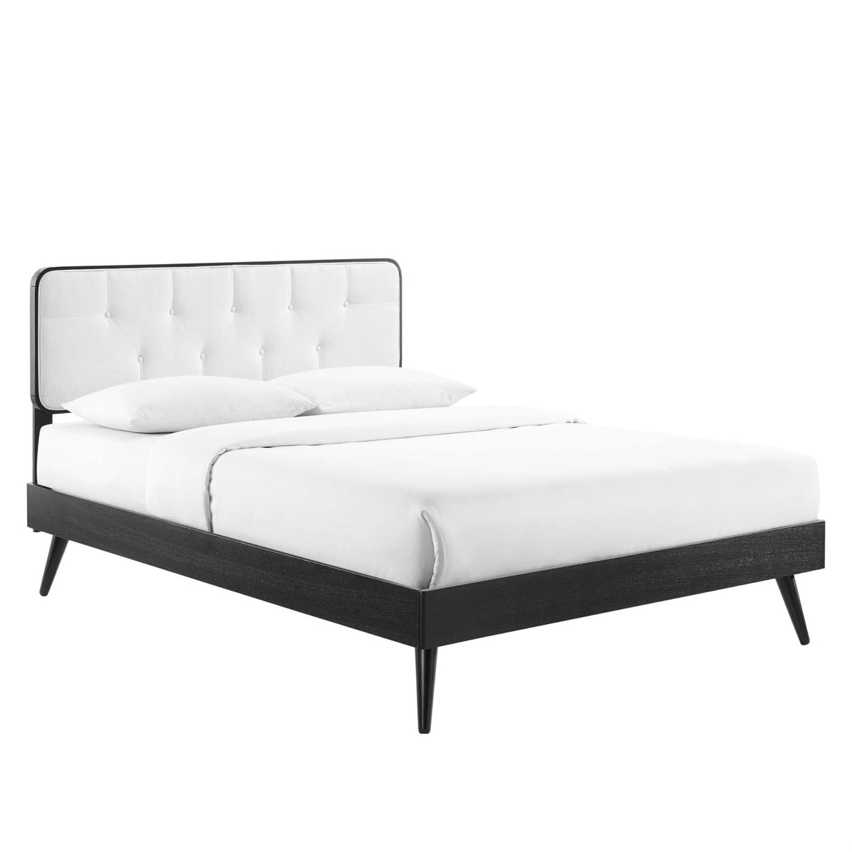 Bridgette Full Wood Platform Bed With Splayed Legs Black White