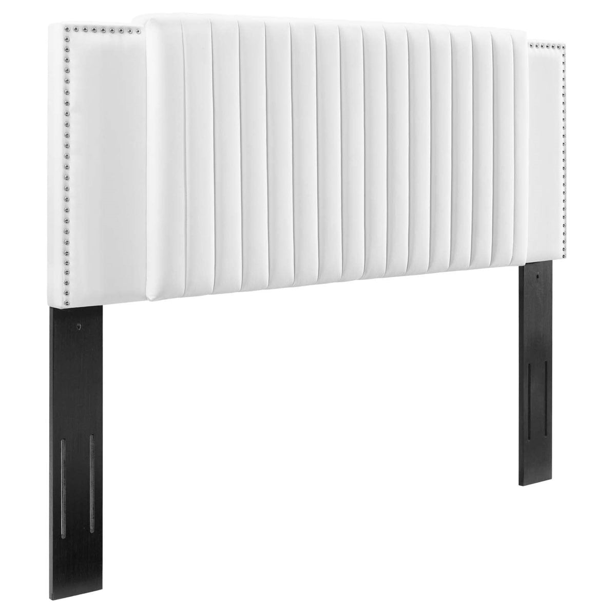 Casafoyer Mod-6662-Whi Felicity Channel Tufted Performance Velvet Full/Queen Headboard, White