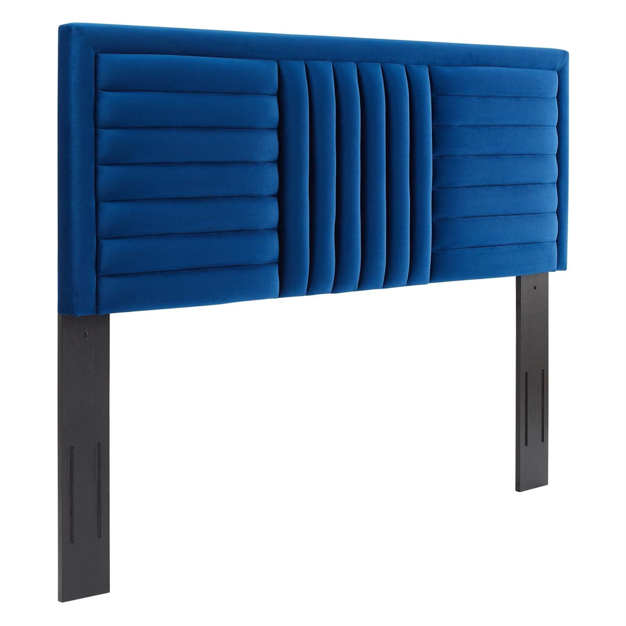 Casafoyer Mod-6664-Nav Believe Channel Tufted Performance Velvet Twin Headboard, Navy