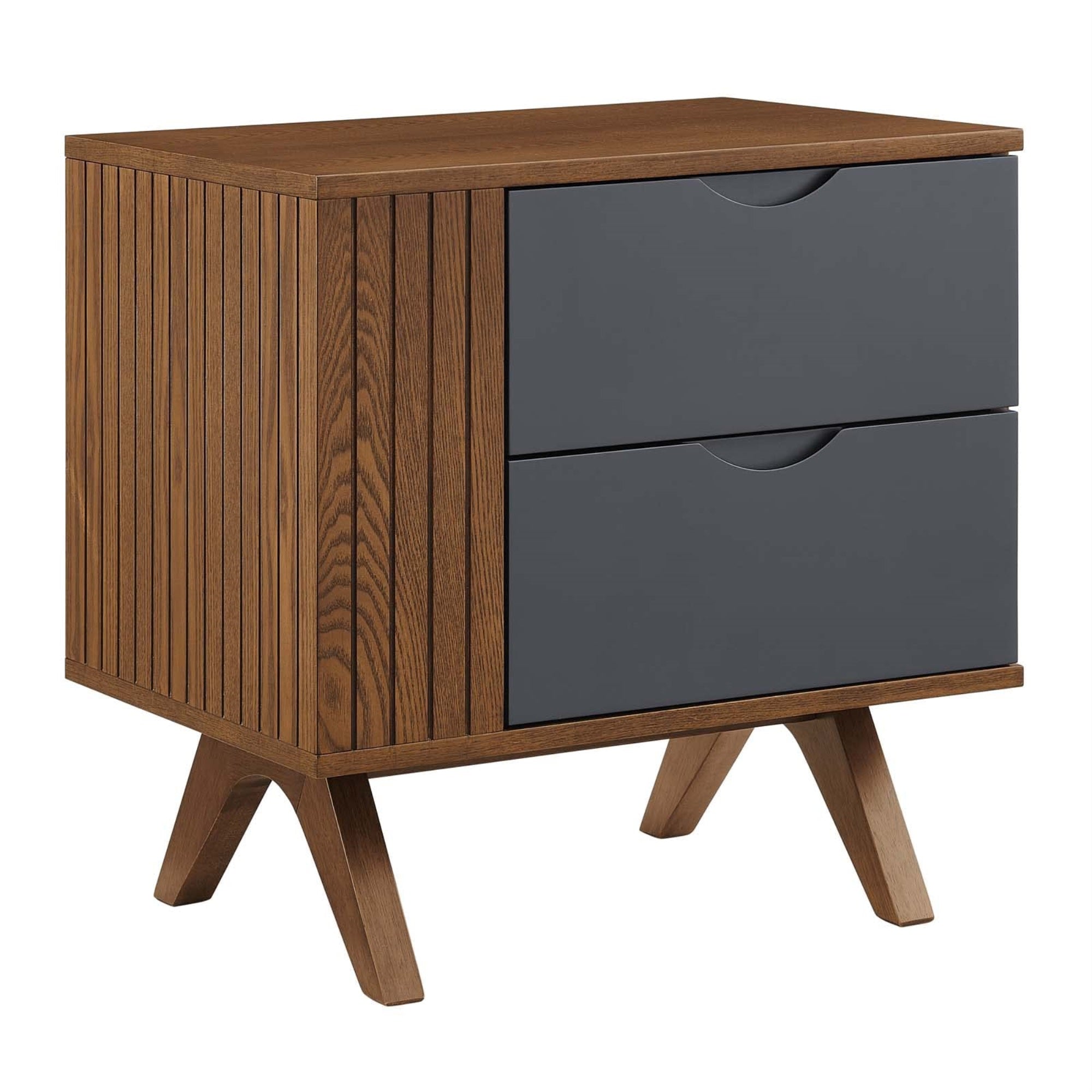 Casafoyer Modern Wood Grain Nightstand Accent Table In Walnut Gray