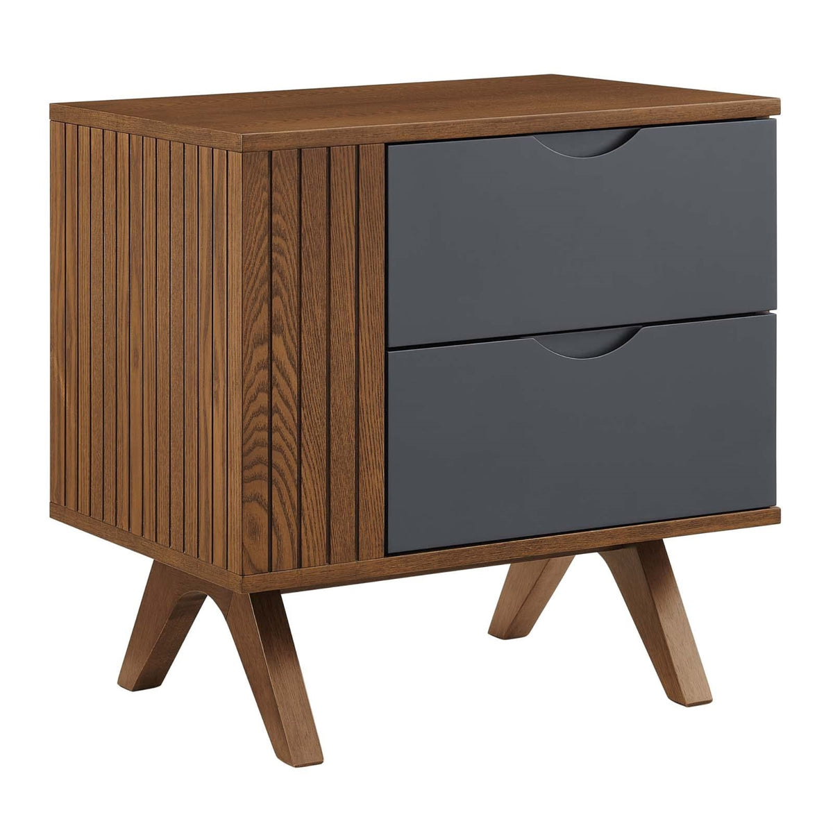 Casafoyer Modern Wood Grain Nightstand Accent Table In Walnut Gray