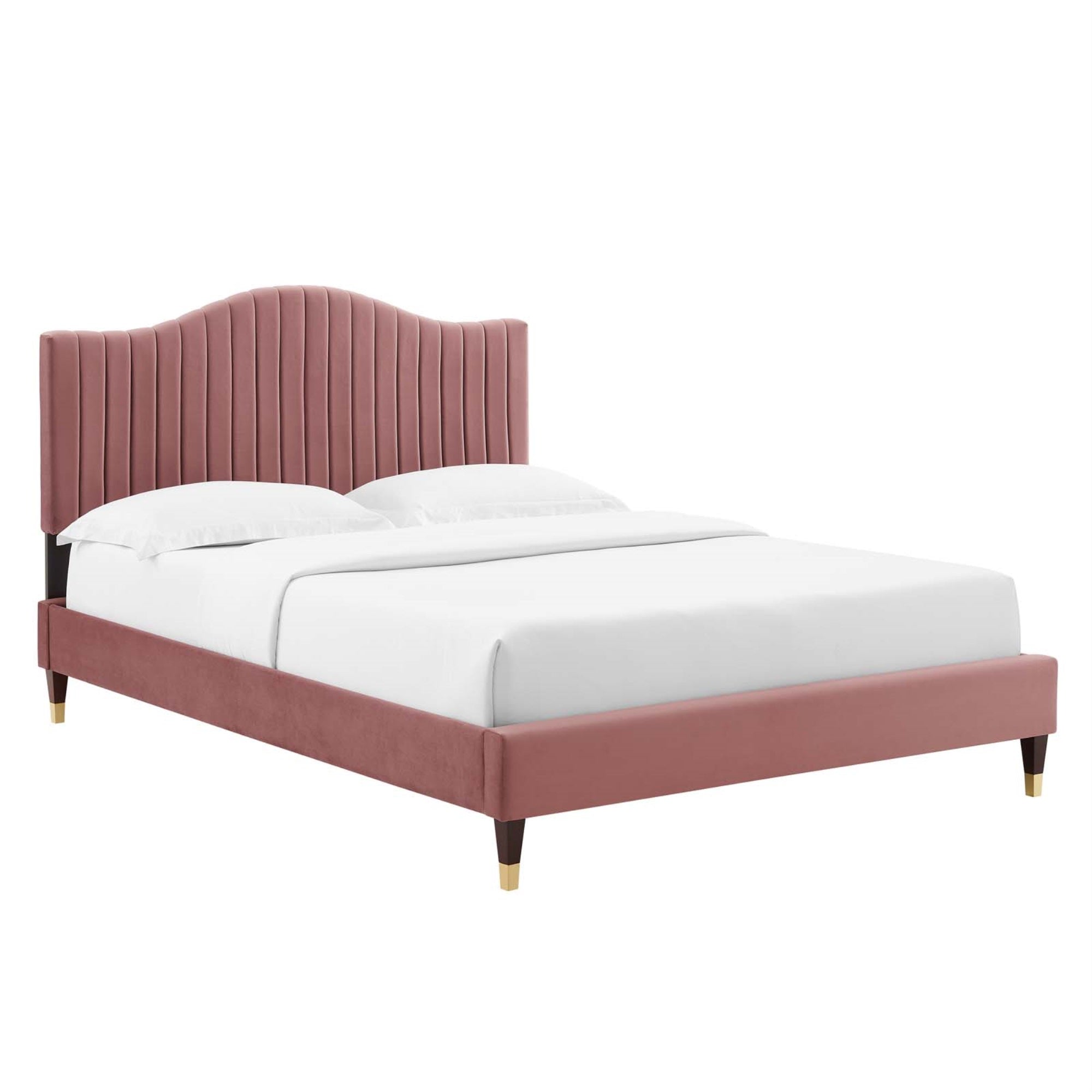 Juniper Performance Velvet Queen Platform Bed: Opulent Style, Stain-Resistant, Easy Assembly