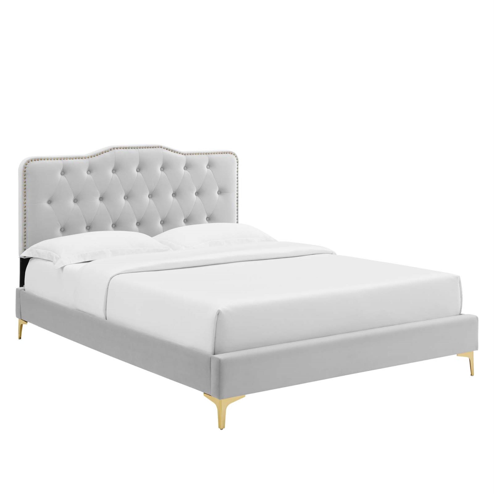 Amber Performance Velvet Twin Platform Bed - Elegant, Timeless Design