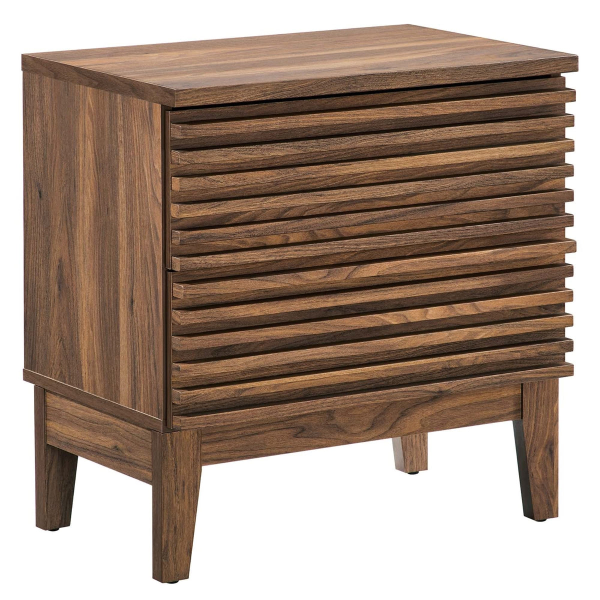 Casafoyer Render Mid-Century Modern, Two-Drawer Nightstand, Walnut