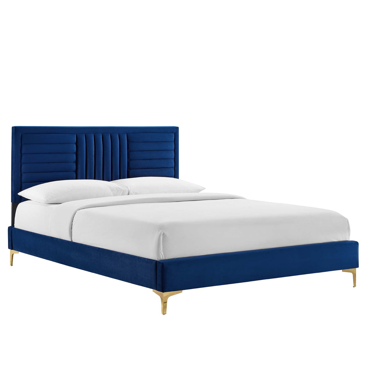 Sofia Channel Tufted Velvet Full Platform Bed - Harmony And Happiness For Teens And Guests