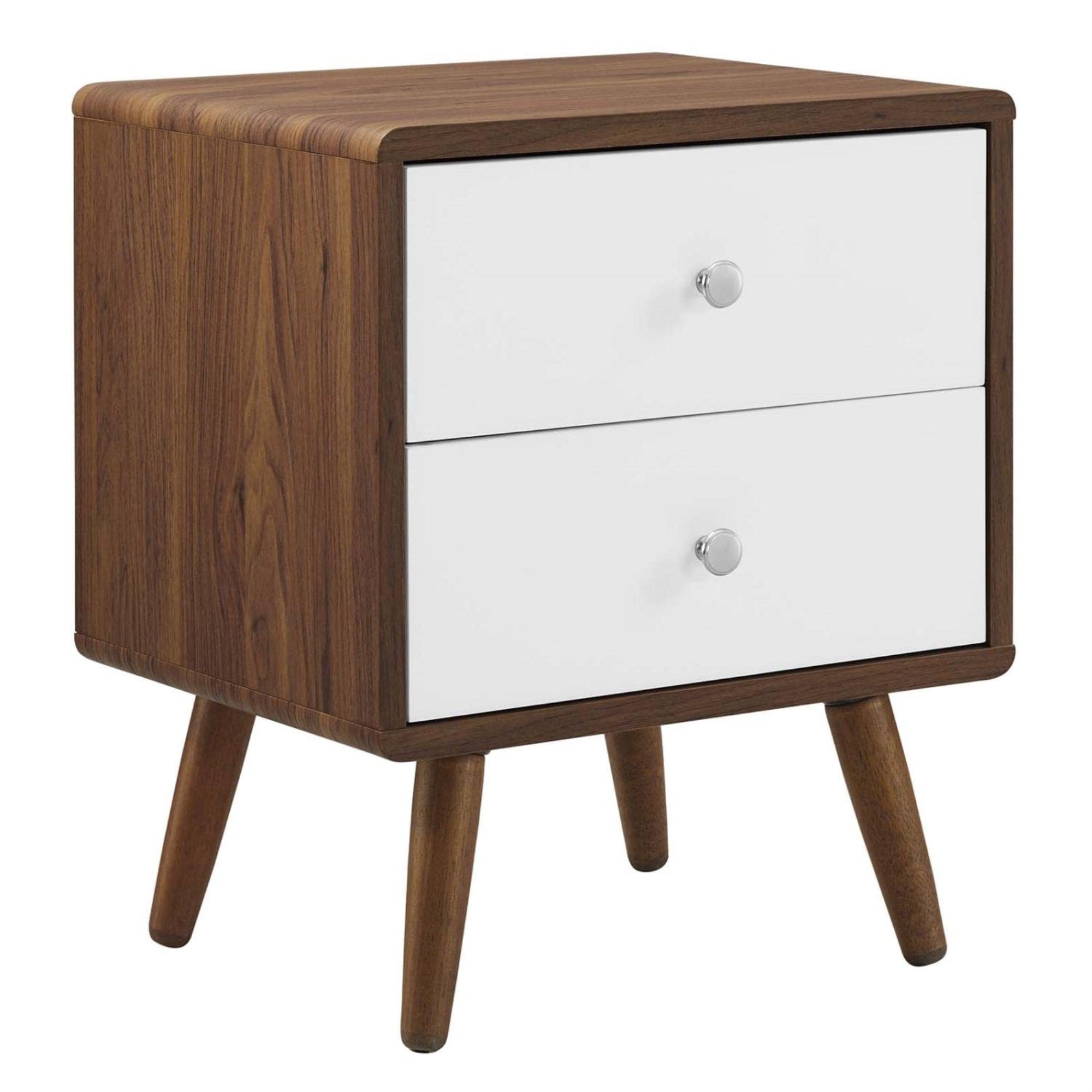 Casafoyer Mod-7017-Wal-Whi Transmit 2-Drawer Nightstand, Walnut White