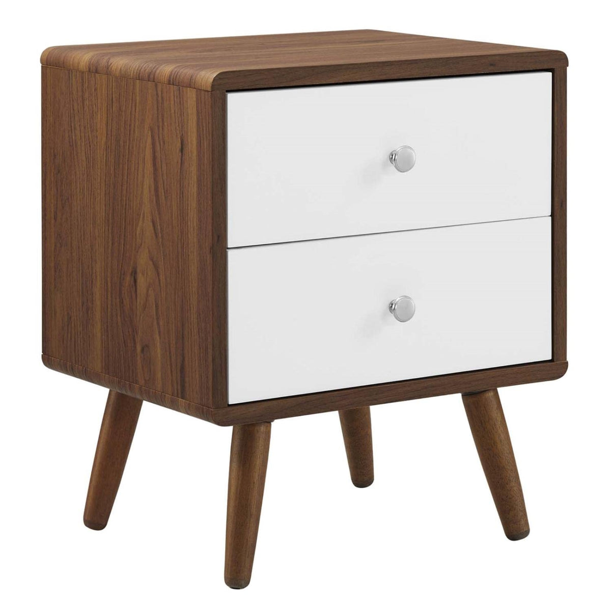 Casafoyer Mod-7017-Wal-Whi Transmit 2-Drawer Nightstand, Walnut White