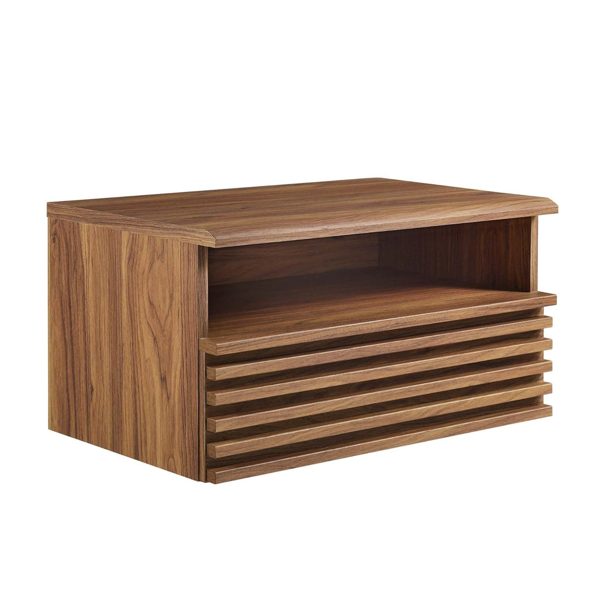 Casafoyer Mod-7058-Wal Render Wall-Mount Nightstand, Walnut