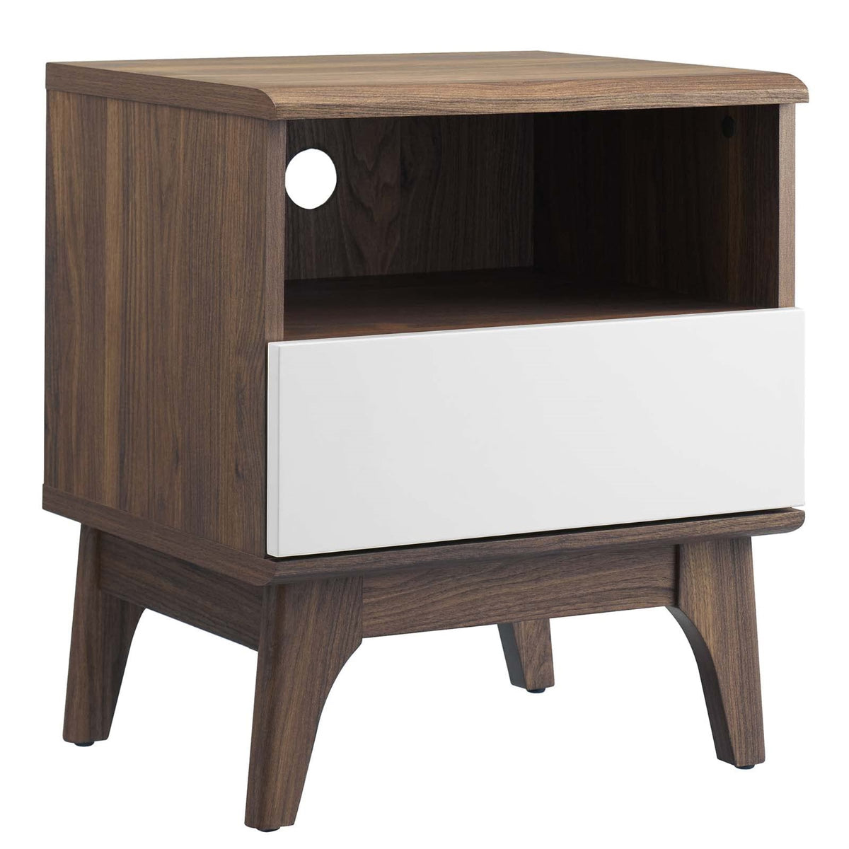 Casafoyer Envision Mid-Century Modern, Nightstand, Walnut White