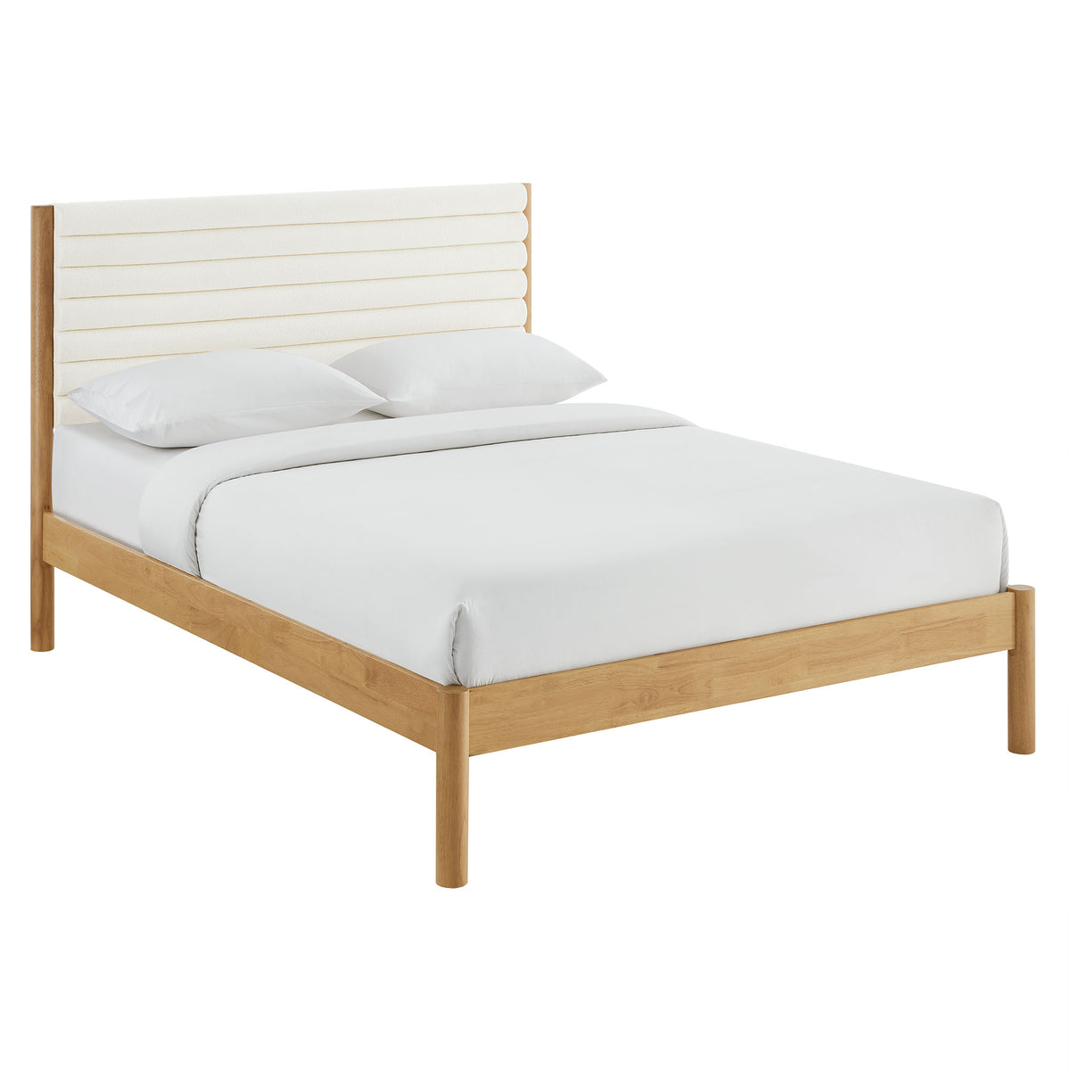 Olea Channel Tufted Boucle Solid Wood Full Platform Bed By Modway
