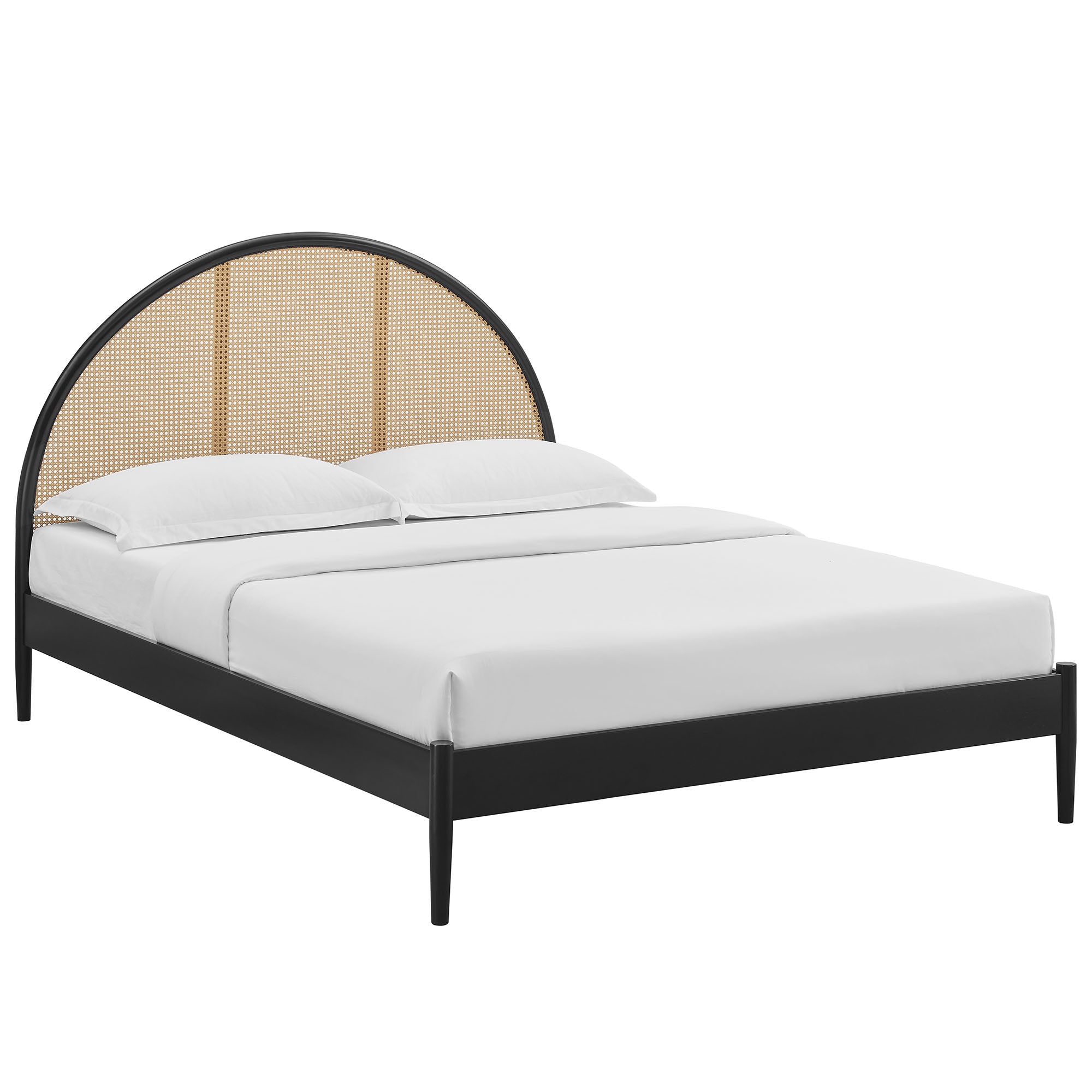 Odette Queen Arched Rattan Cane Platform Bed By Modway