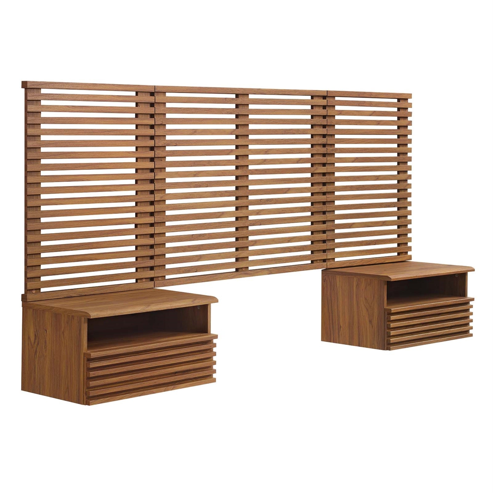 Render Wall Mount Twin Headboard And Modern Nightstands