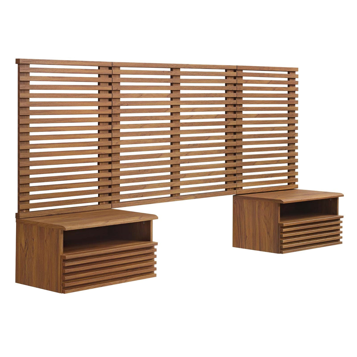 Render Wall Mount Twin Headboard And Modern Nightstands