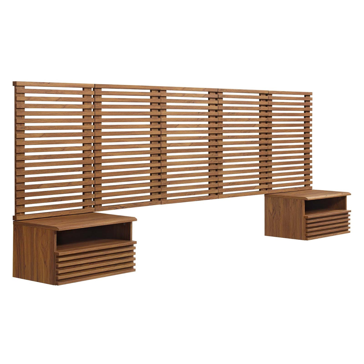 Render Wall Mount Queen Headboard And Modern Nightstands