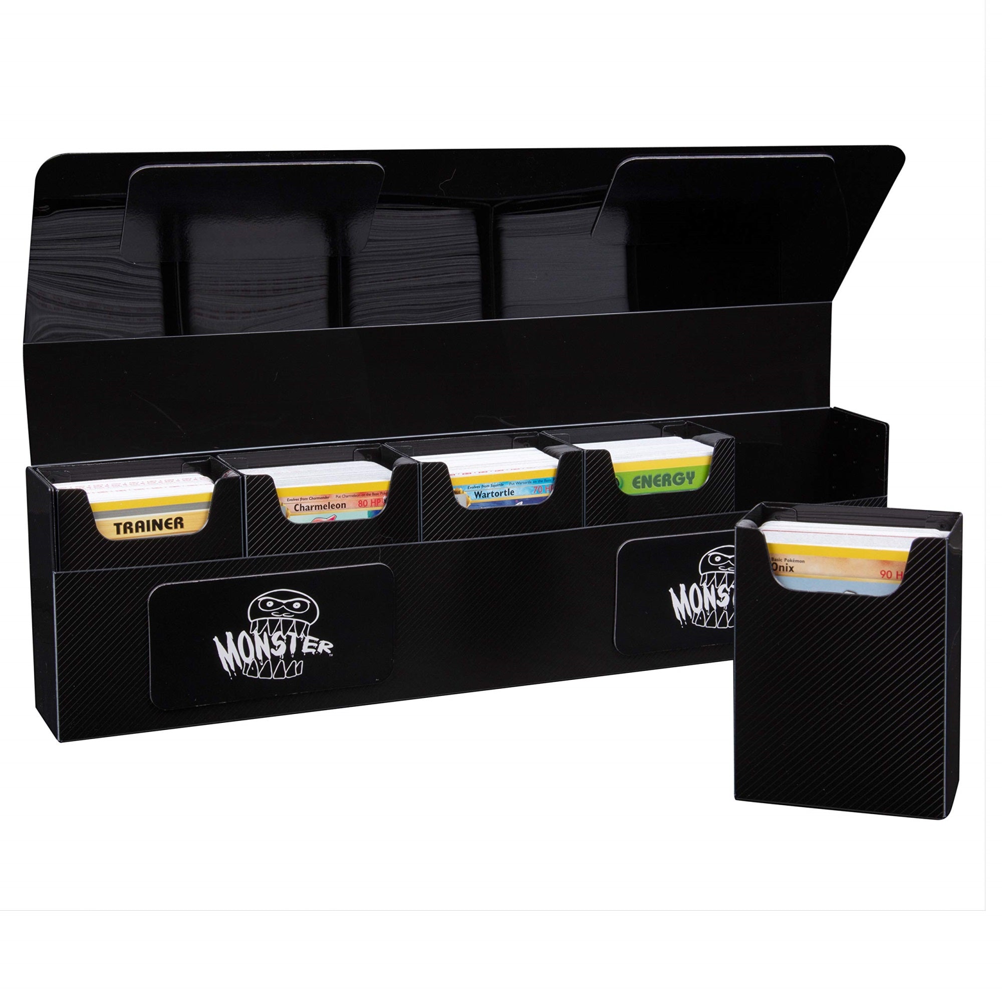 Monster Magnetic Hydra Five Deck Mega Storage Box(Black) - With 5 Removable Deck Trays For Gaming Tcgs-Compatible With Yugioh, Mtg, Magic The Gathering, Pokmon - Long Lasting, Durable Construction
