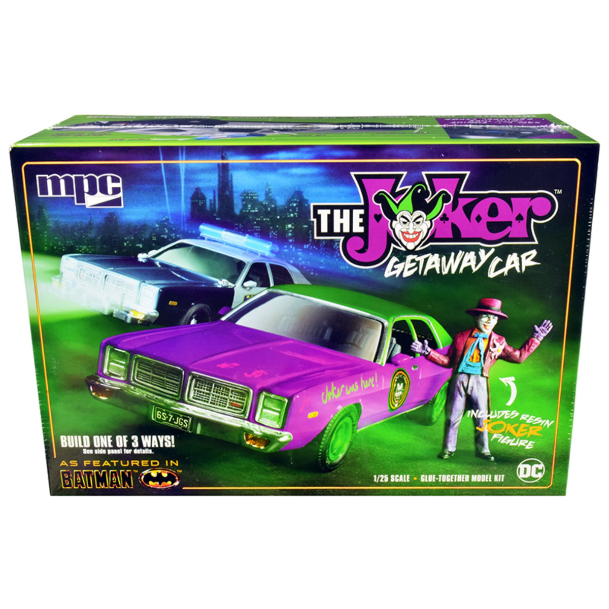 Skill 2 Model Kit 1977 Dodge Monaco With Joker Resin Figurine 'Batman' 3-In-1 Kit 1/25 Scale Model By Mpc