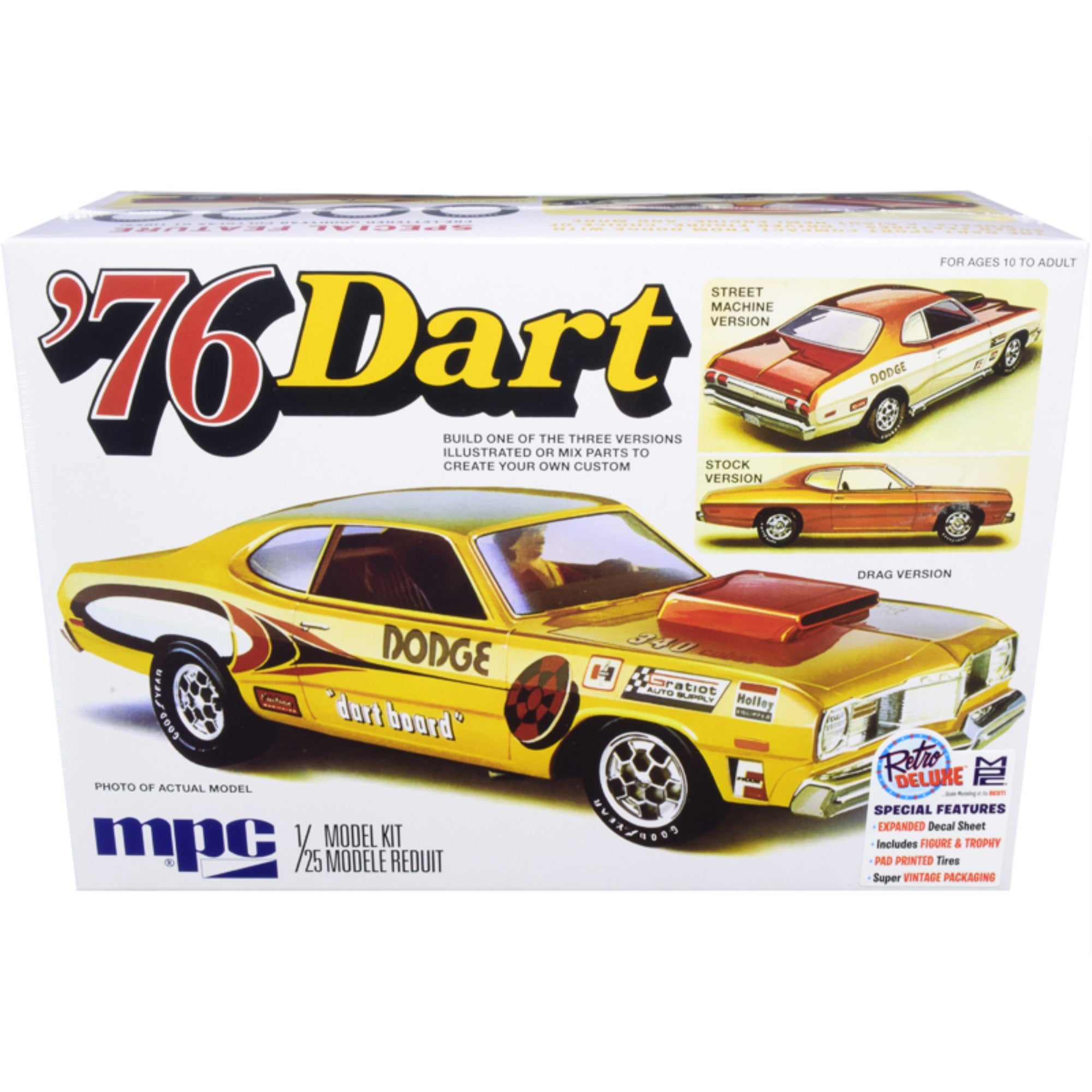 Skill 2 Model Kit 1976 Dodge Dart Sport With Two Figurines 3 In 1 Kit 1/25 Scale Model By Mpc