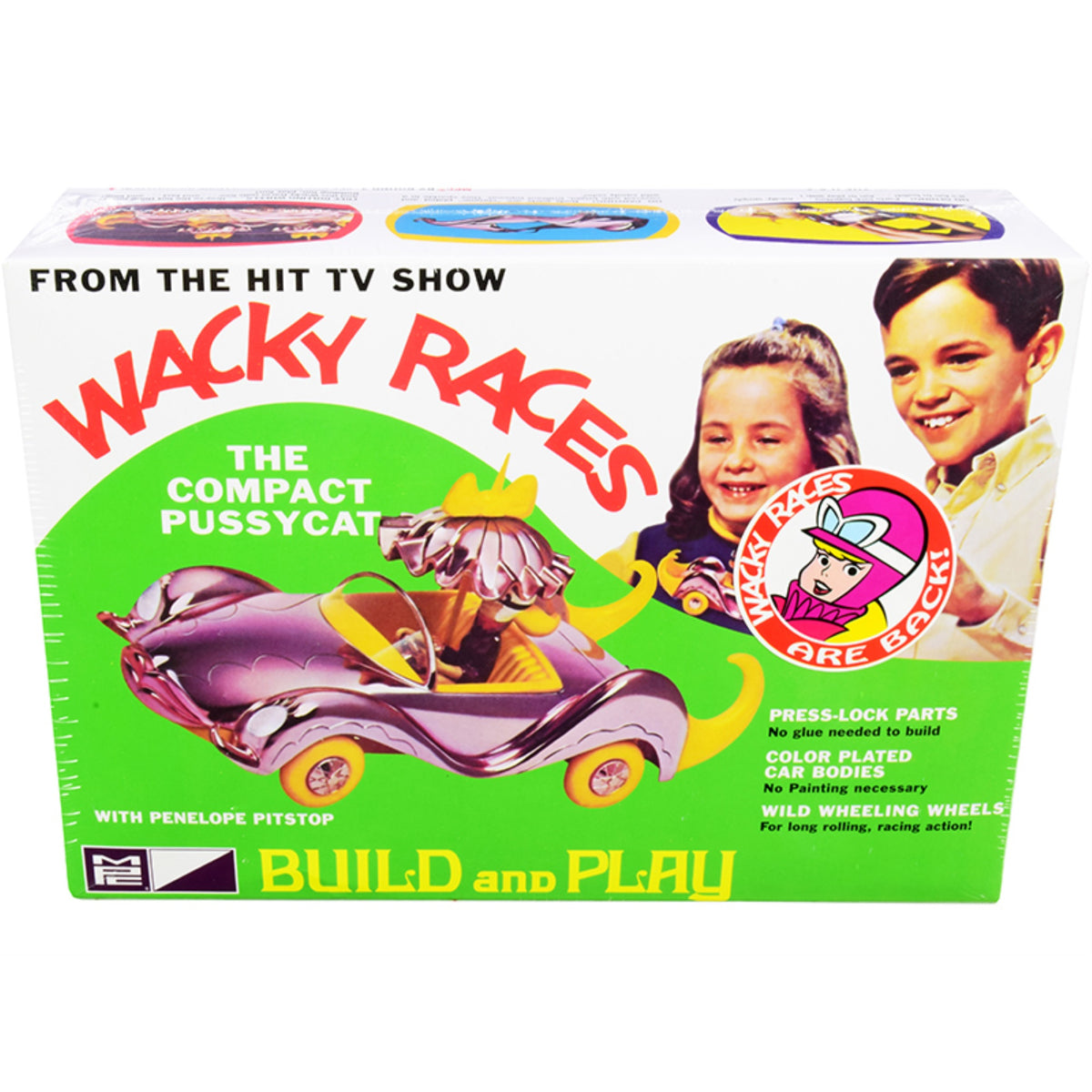 Skill 2 Snap Model Kit The Compact Pussycat With Penelope Pitstop Figurine 'Wacky Races' (1968) Tv Series 1/25 Scale Model By Mpc