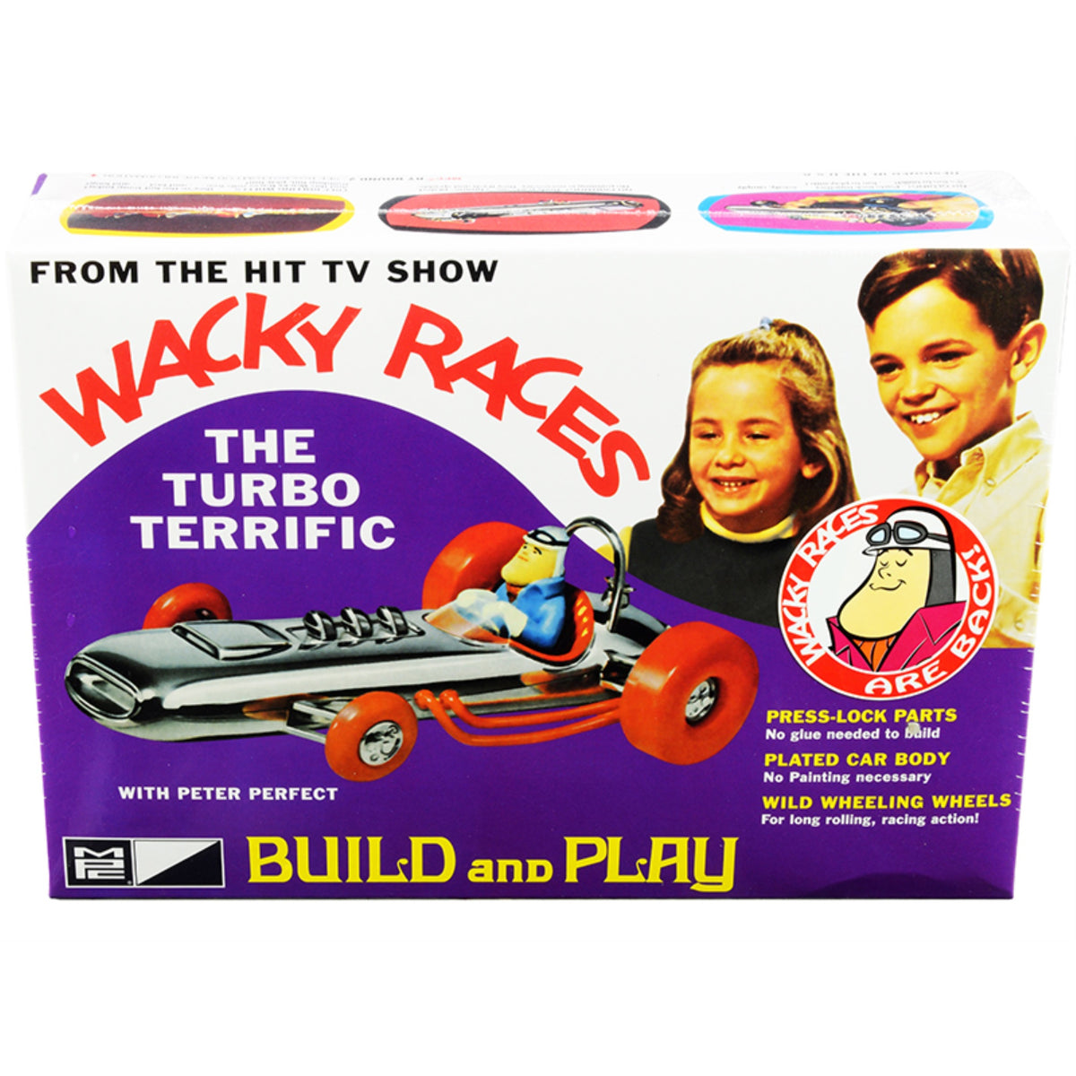 Skill 2 Snap Model Kit The Turbo Terrific With Peter Perfect Figurine 'Wacky Races' (1968) Tv Series 1/25 Scale Model By Mpc