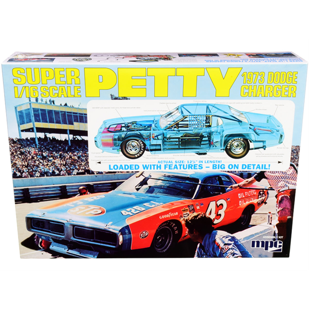 Skill 3 Model Kit 1973 Dodge Charger Richard Petty 1/16 Scale Model By Mpc