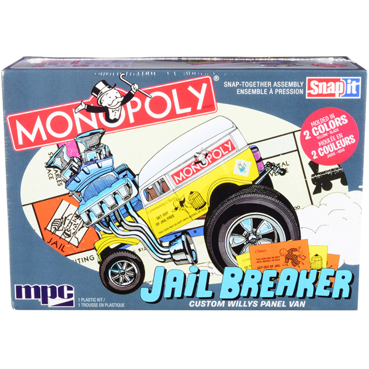 Skill 1 Snap Model Kit Custom Willys Panel Van Jail Breaker 'Monopoly' 1/25 Scale Model By Mpc