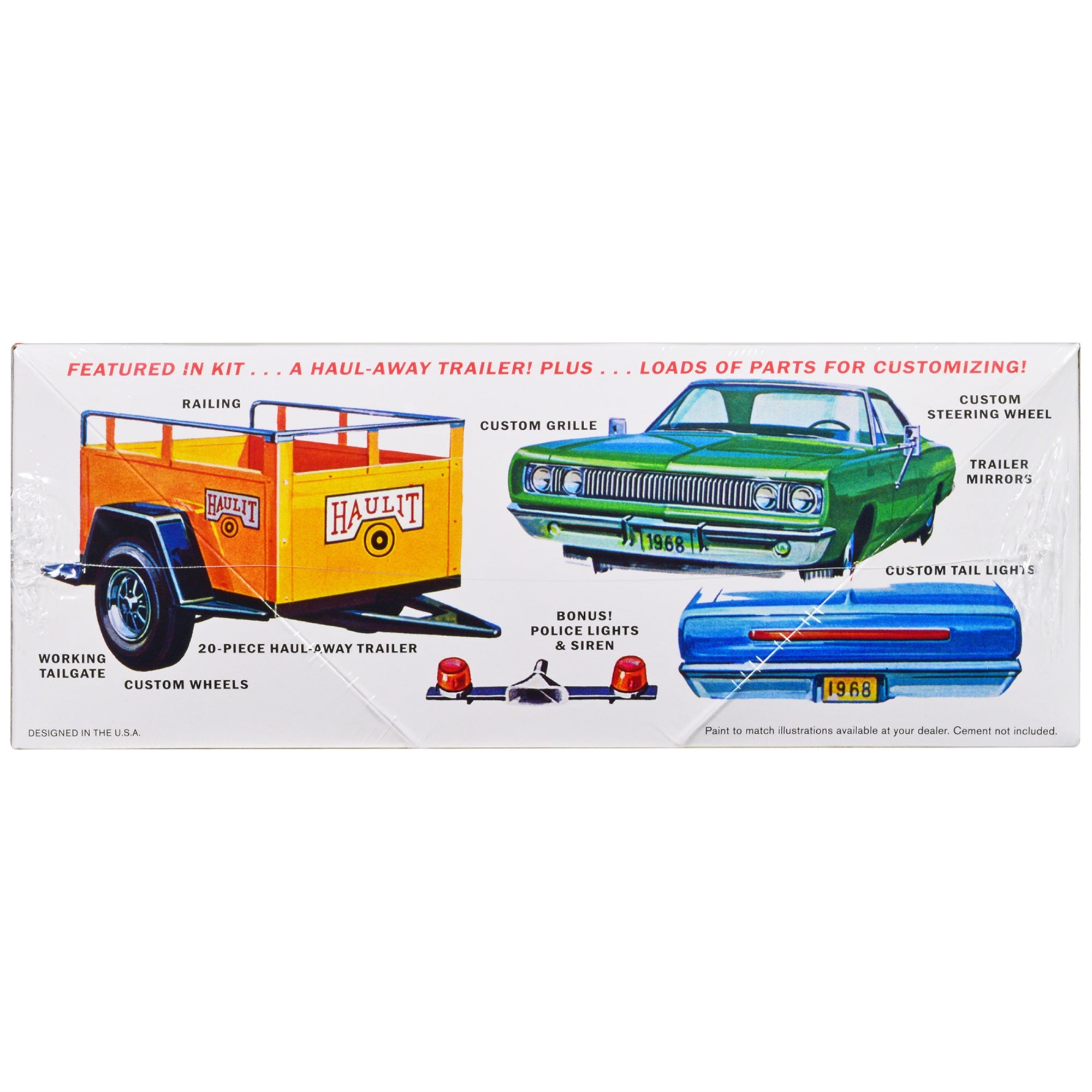 Skill 2 Model Kit 1968 Dodge Coronet Hardtop With Trailer 1/25 Scale Model By Mpc