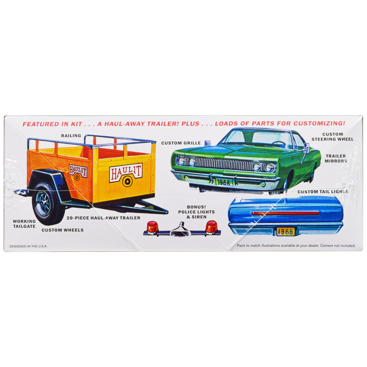 Skill 2 Model Kit 1968 Dodge Coronet Hardtop With Trailer 1/25 Scale Model By Mpc