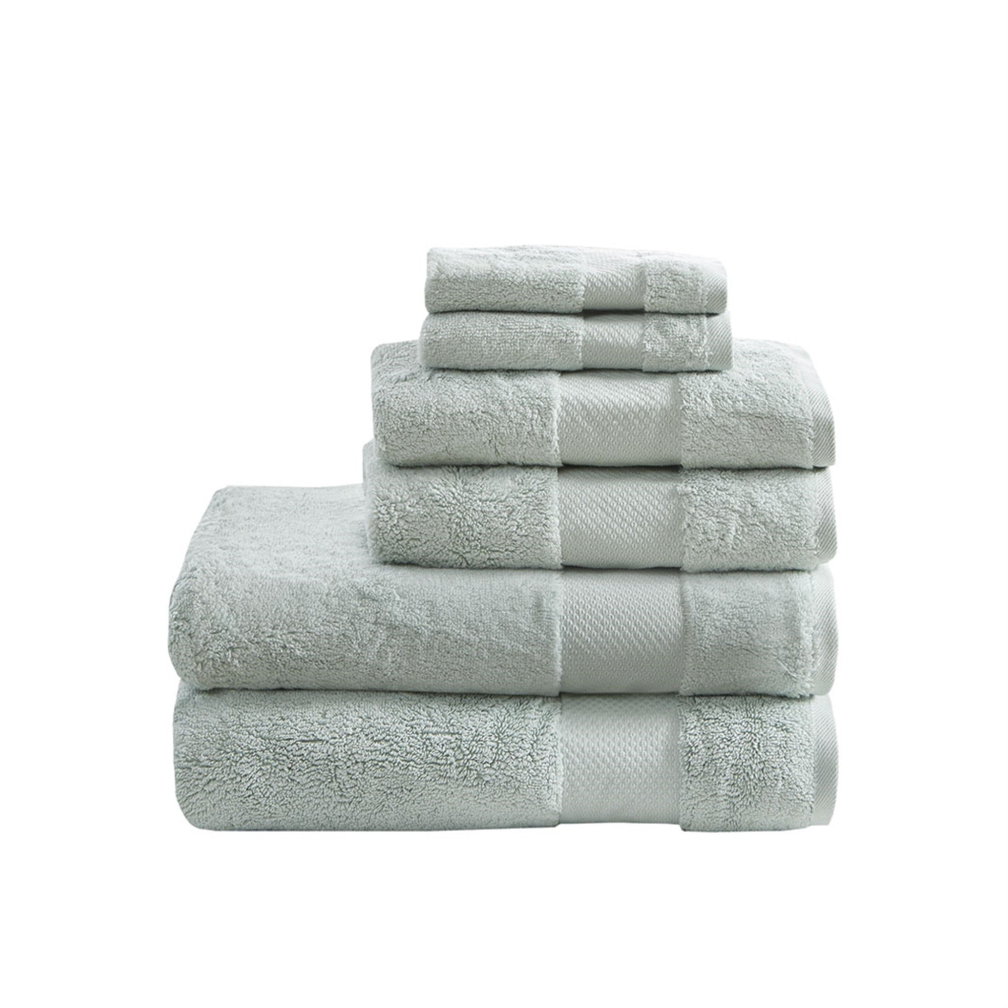 Madison Park Ergode Cotton Bath Towel Set - Luxurious, Plush, and Absorbent - 6 Piece Set with Dobby Border and End Hem - Oeko-Tex Certified - Transform Your Bathroom into a Serene Spa - 600gsm Weight