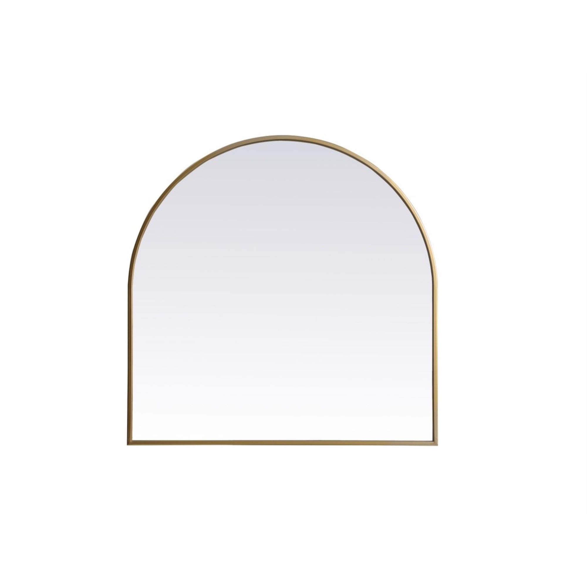 Metal Frame Arch Mirror 30X30 Inch In Brass