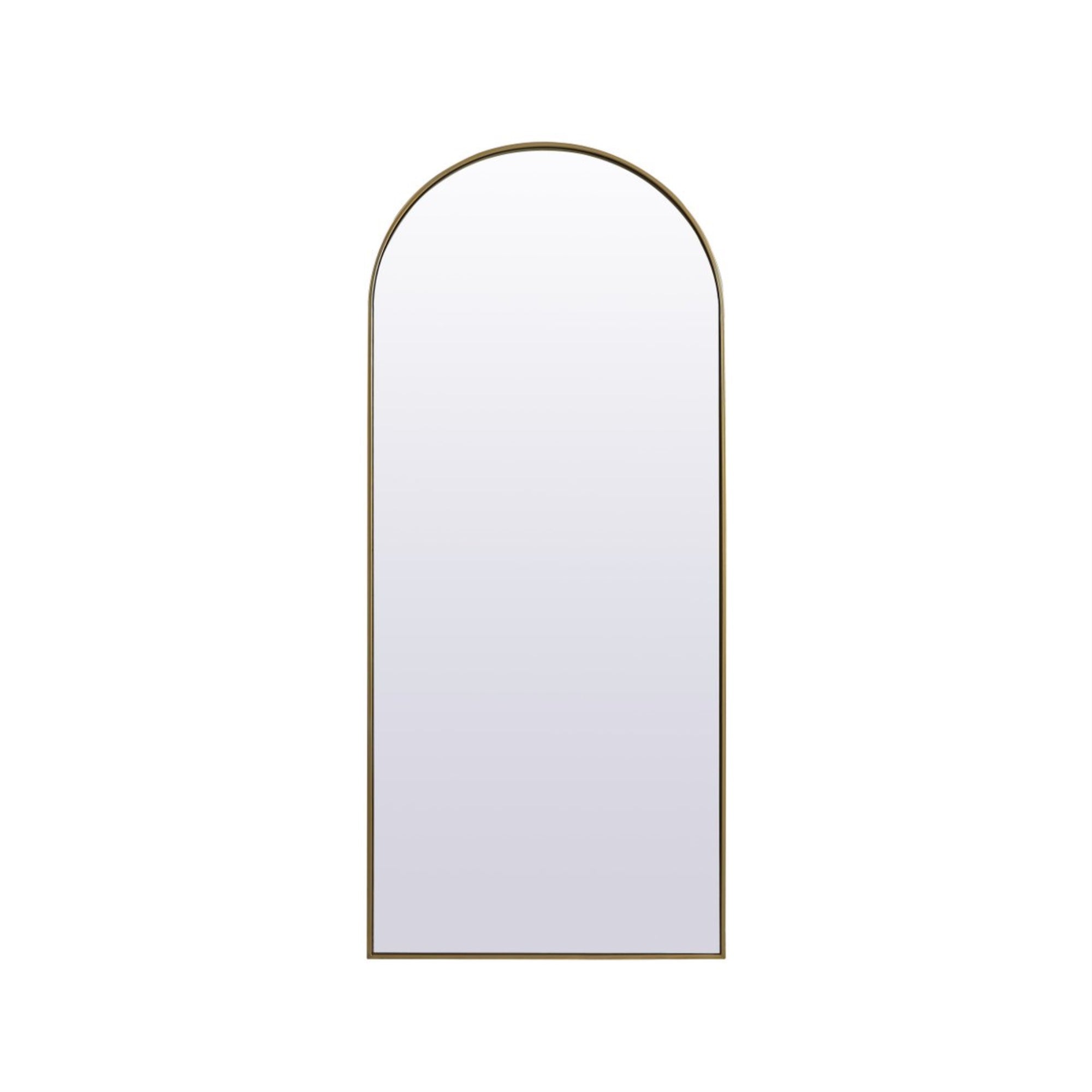 Metal Frame Arch Full Length Mirror 32X76 Inch In Brass