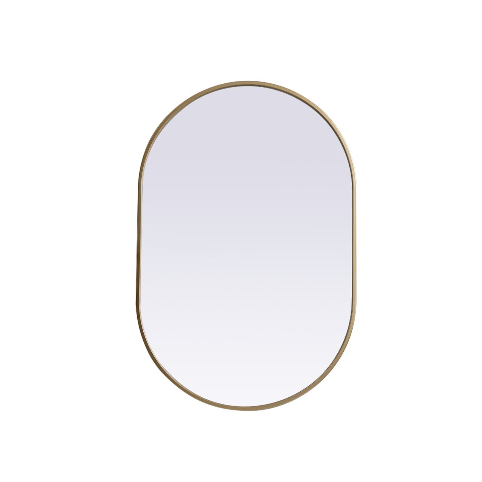 Metal Frame Oval Mirror 24X36 Inch In Brass