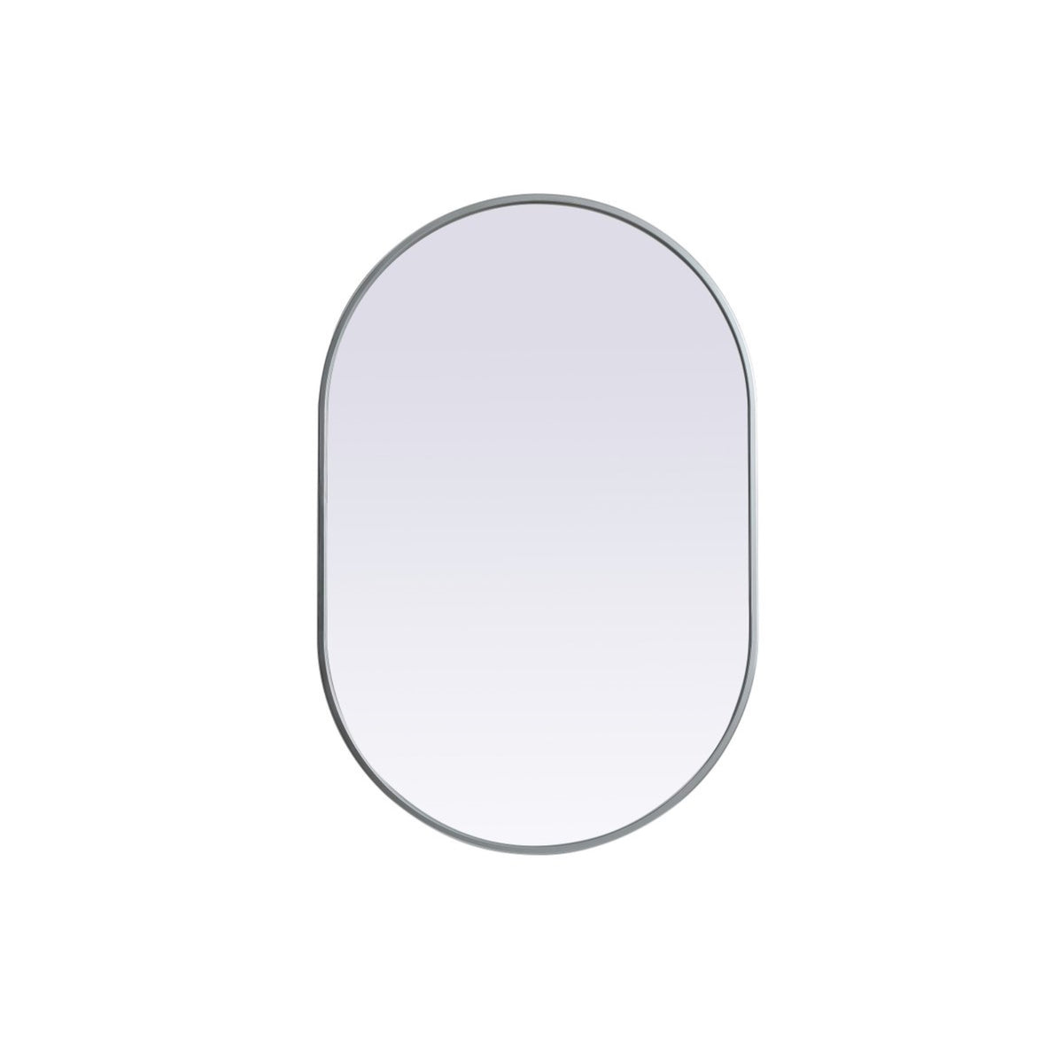 Metal Frame Oval Mirror 24X36 Inch In Silver