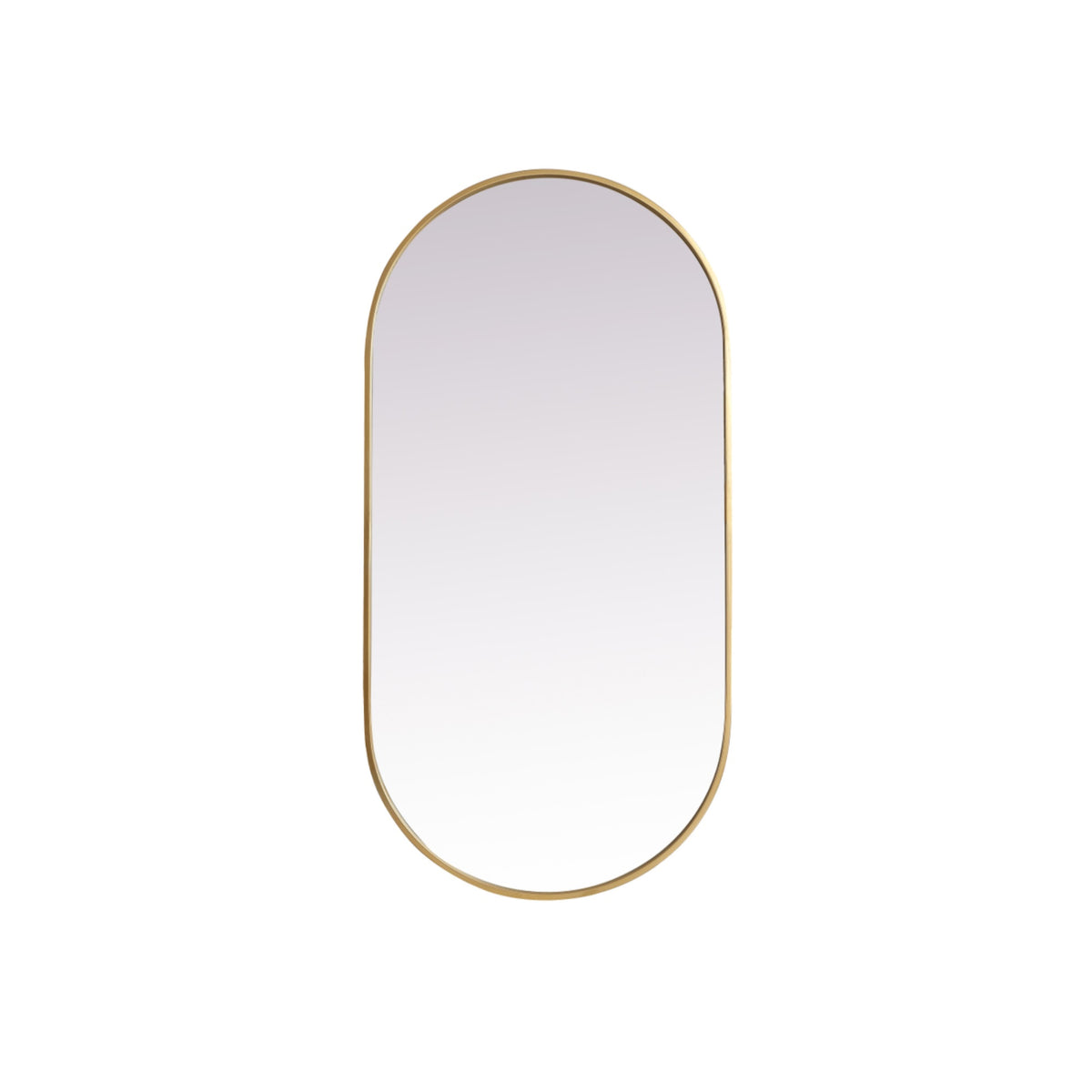 Metal Frame Oval Mirror 24X48 Inch In Brass