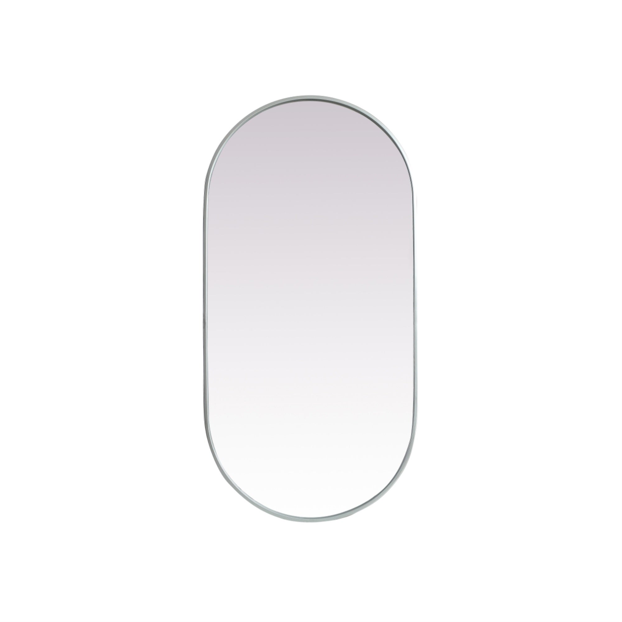 Metal Frame Oval Mirror 24X48 Inch In Silver