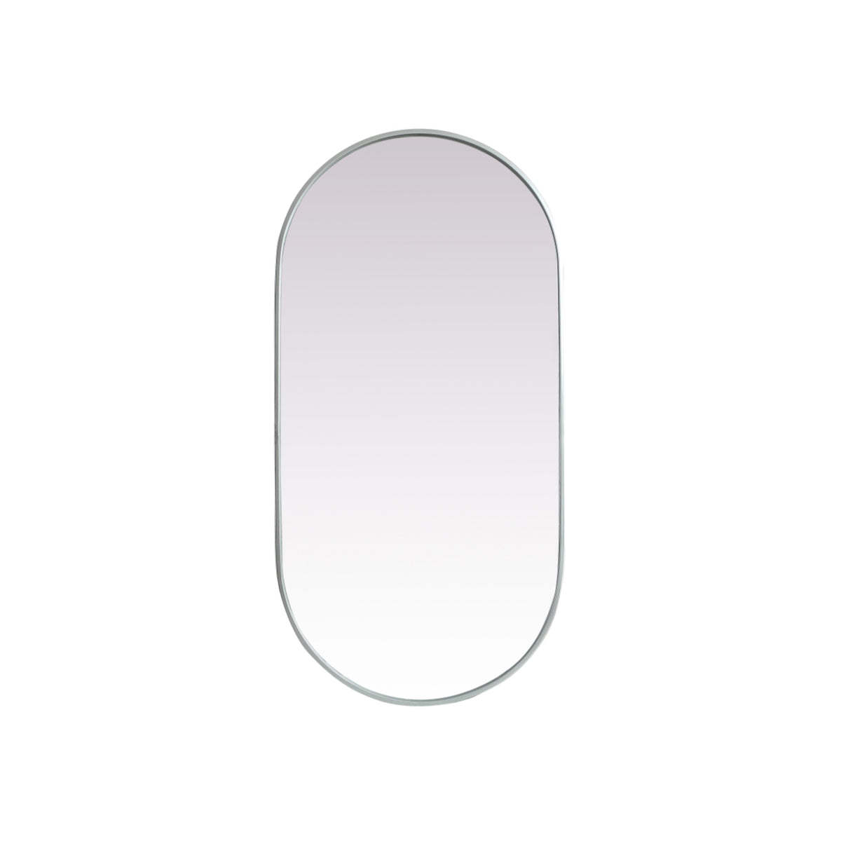 Metal Frame Oval Mirror 24X48 Inch In Silver