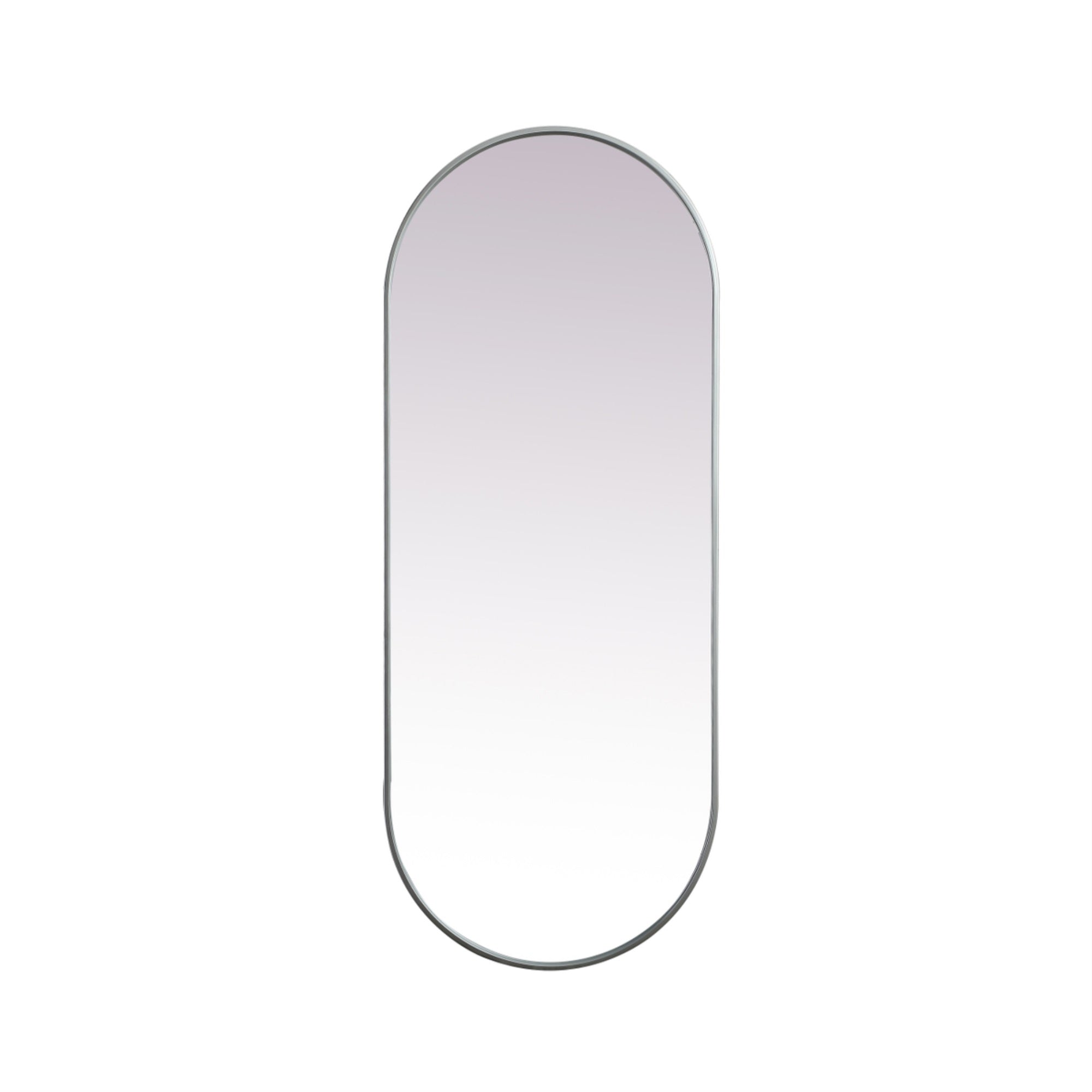 Metal Frame Oval Mirror 24X60 Inch In Silver