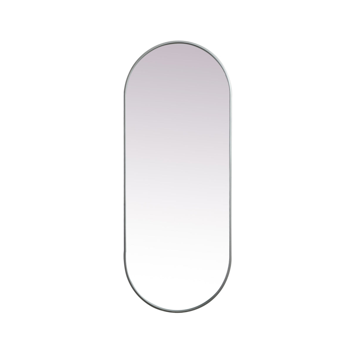 Metal Frame Oval Mirror 24X60 Inch In Silver