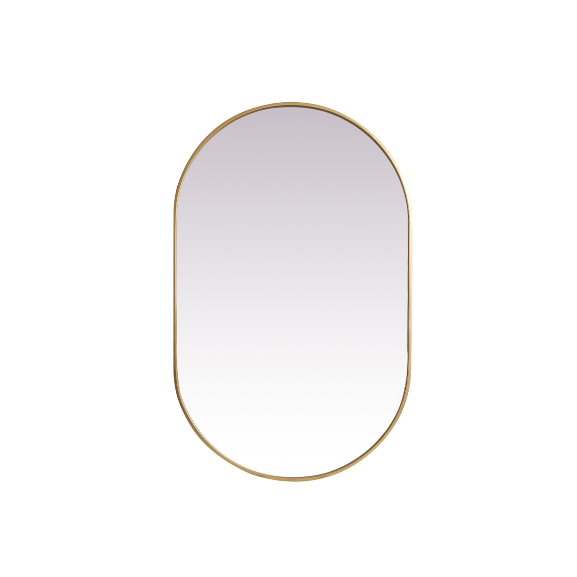 Metal Frame Oval Mirror 30X48 Inch In Brass