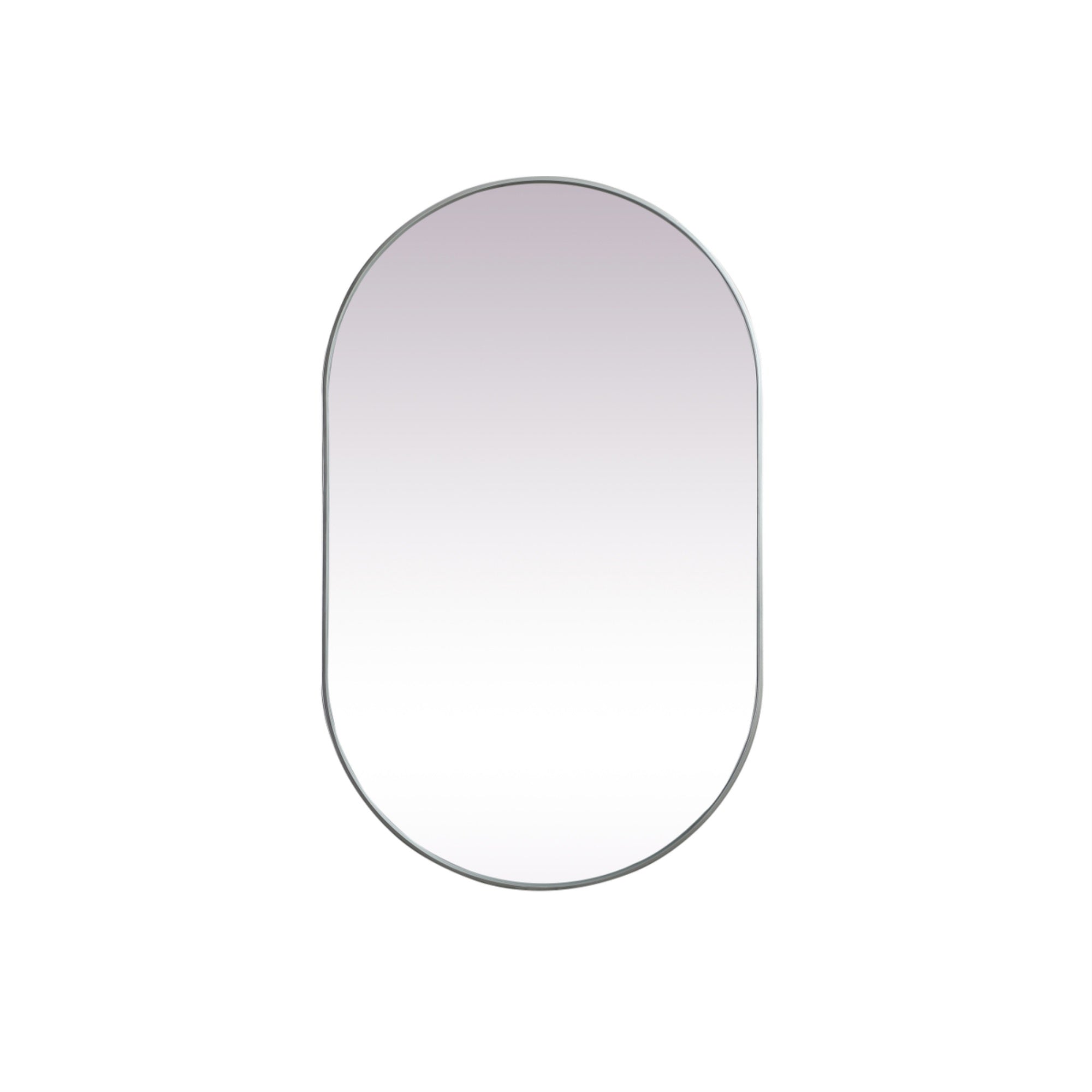 Metal Frame Oval Mirror 30X48 Inch In Silver