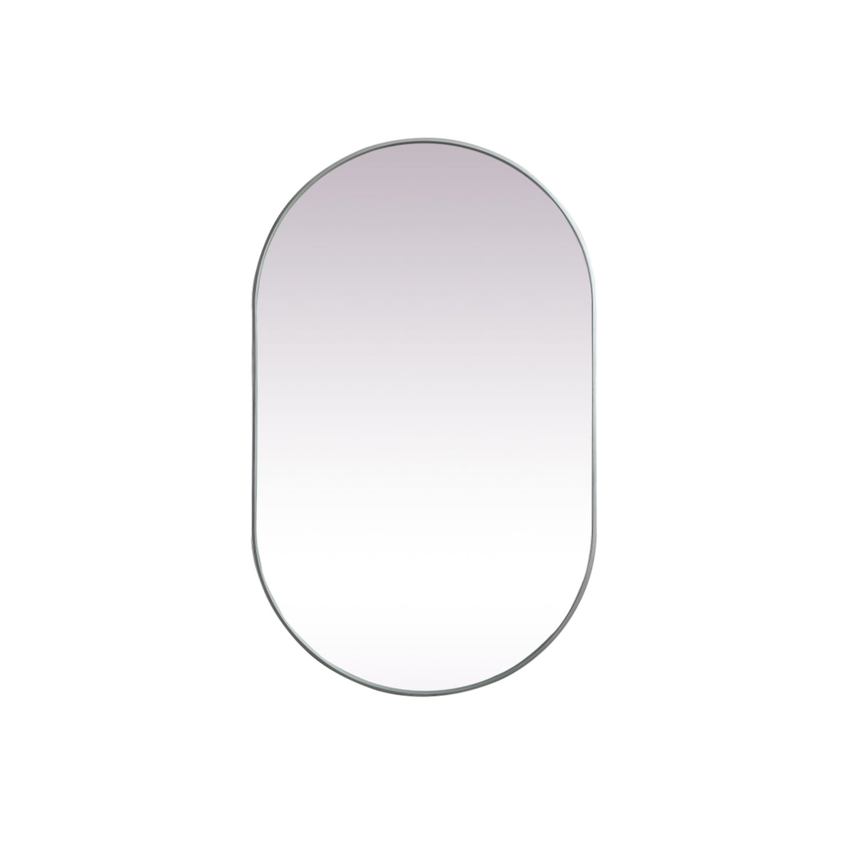 Metal Frame Oval Mirror 30X48 Inch In Silver