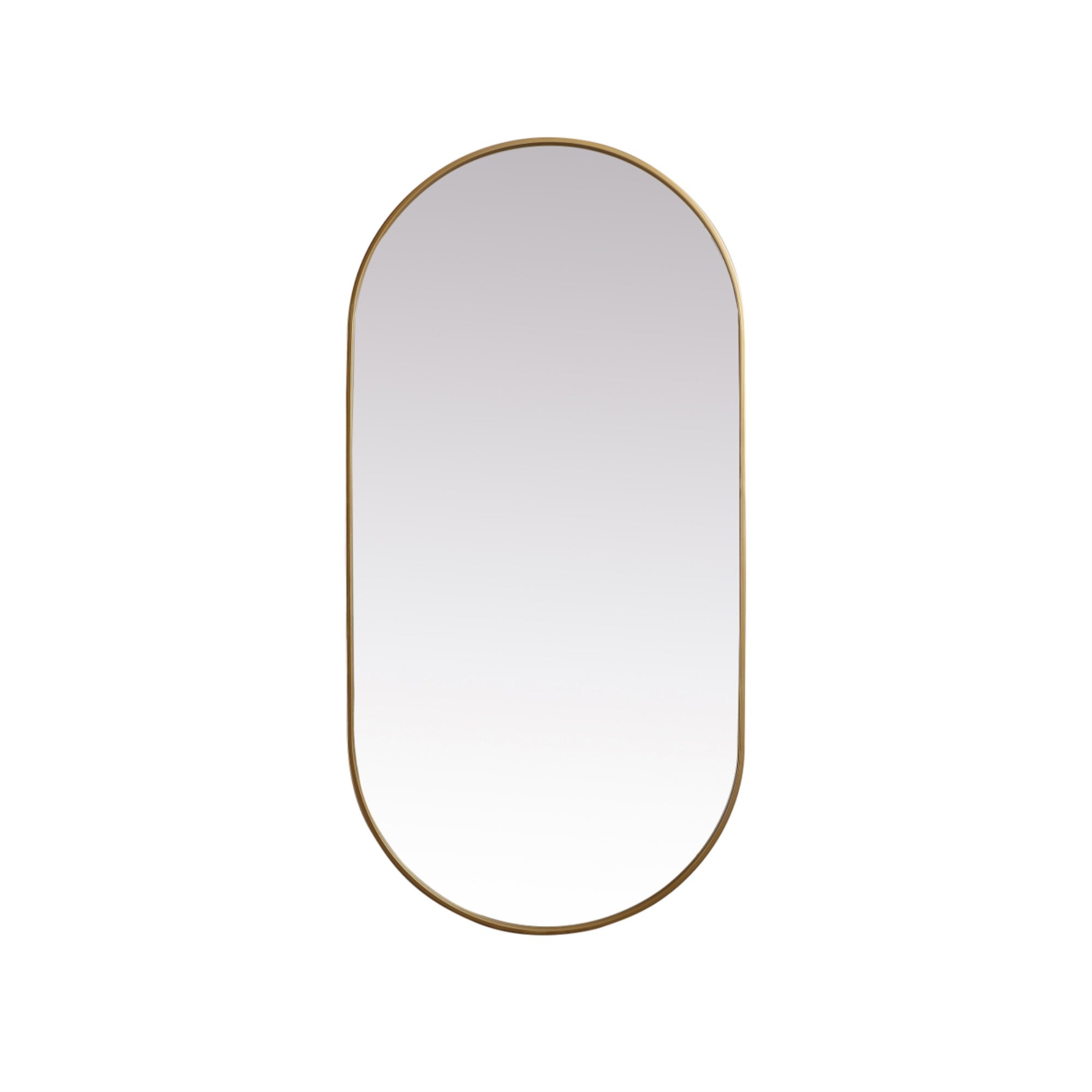 Metal Frame Oval Mirror 30X60 Inch In Brass