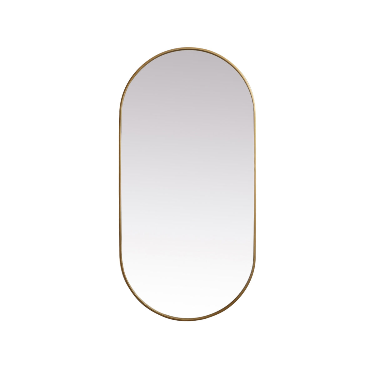 Metal Frame Oval Mirror 30X60 Inch In Brass