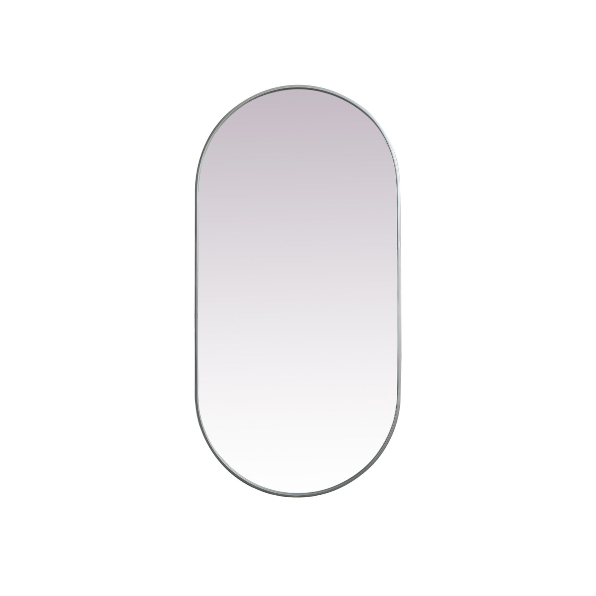 Metal Frame Oval Mirror 30X60 Inch In Silver