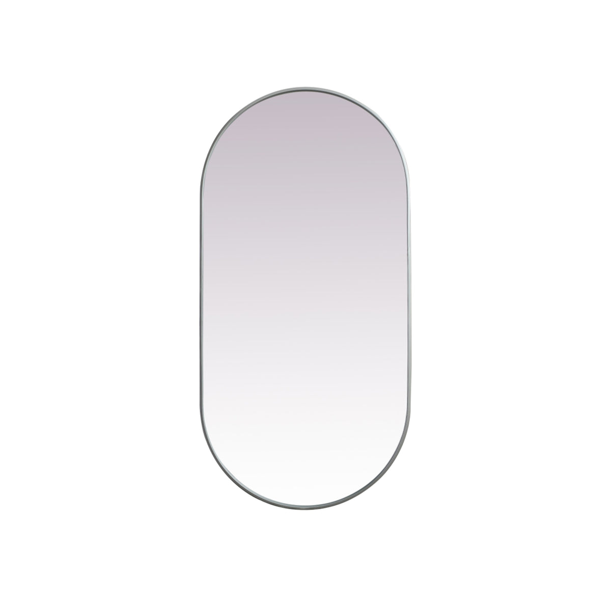 Metal Frame Oval Mirror 30X60 Inch In Silver