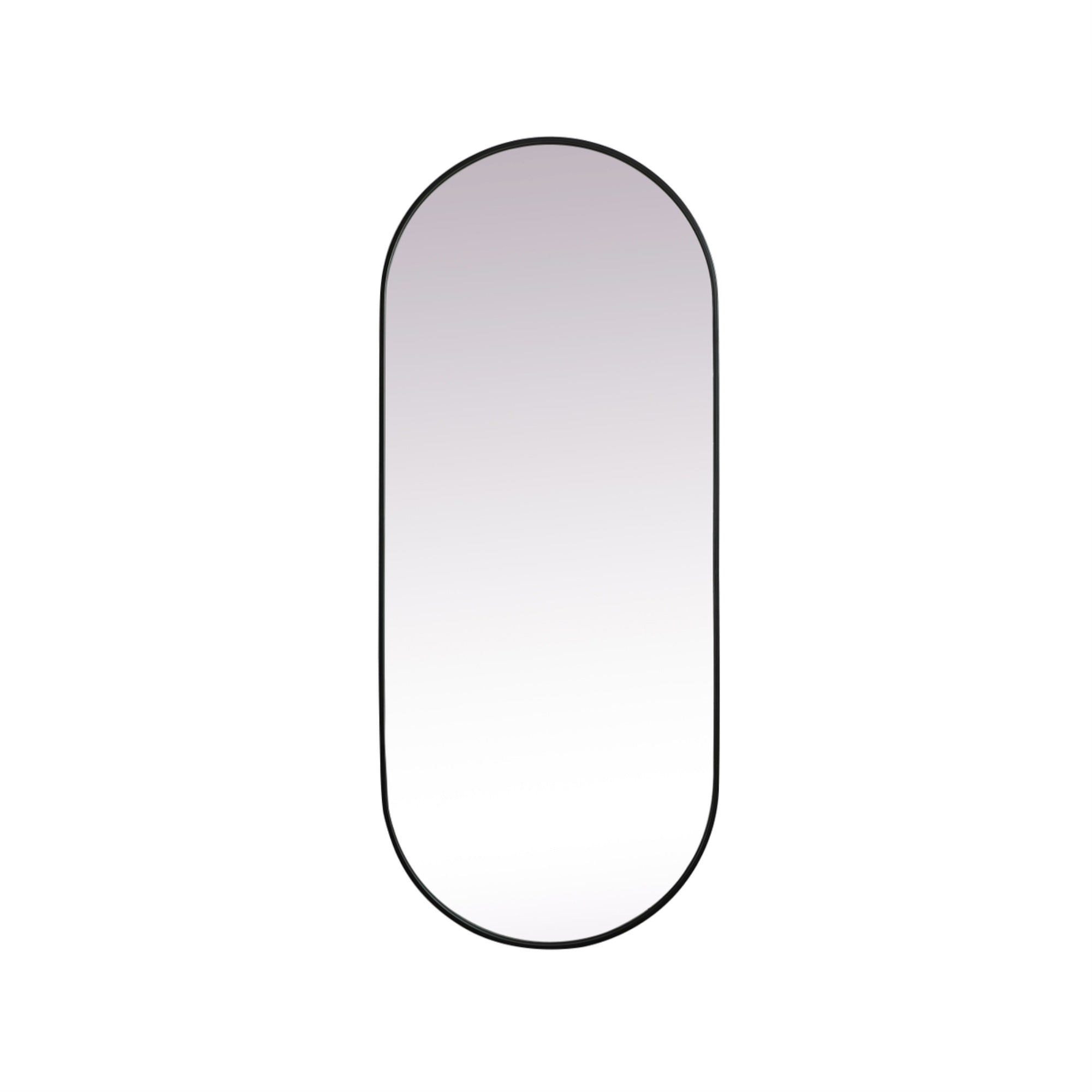 Metal Frame Oval Mirror 30X72 Inch In Black