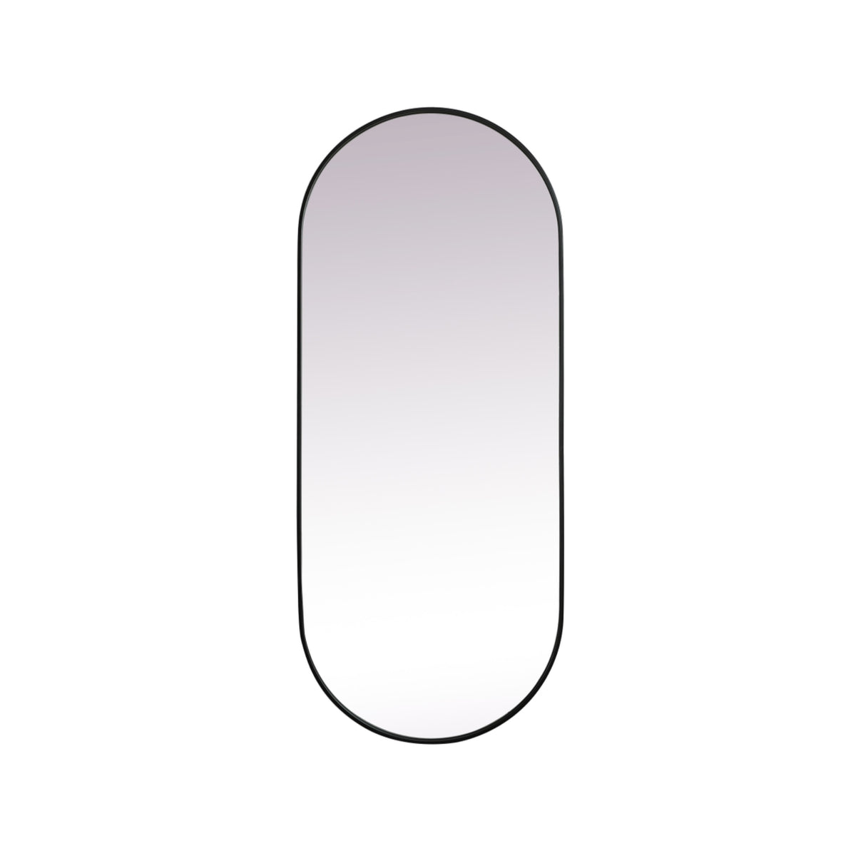Metal Frame Oval Mirror 30X72 Inch In Black