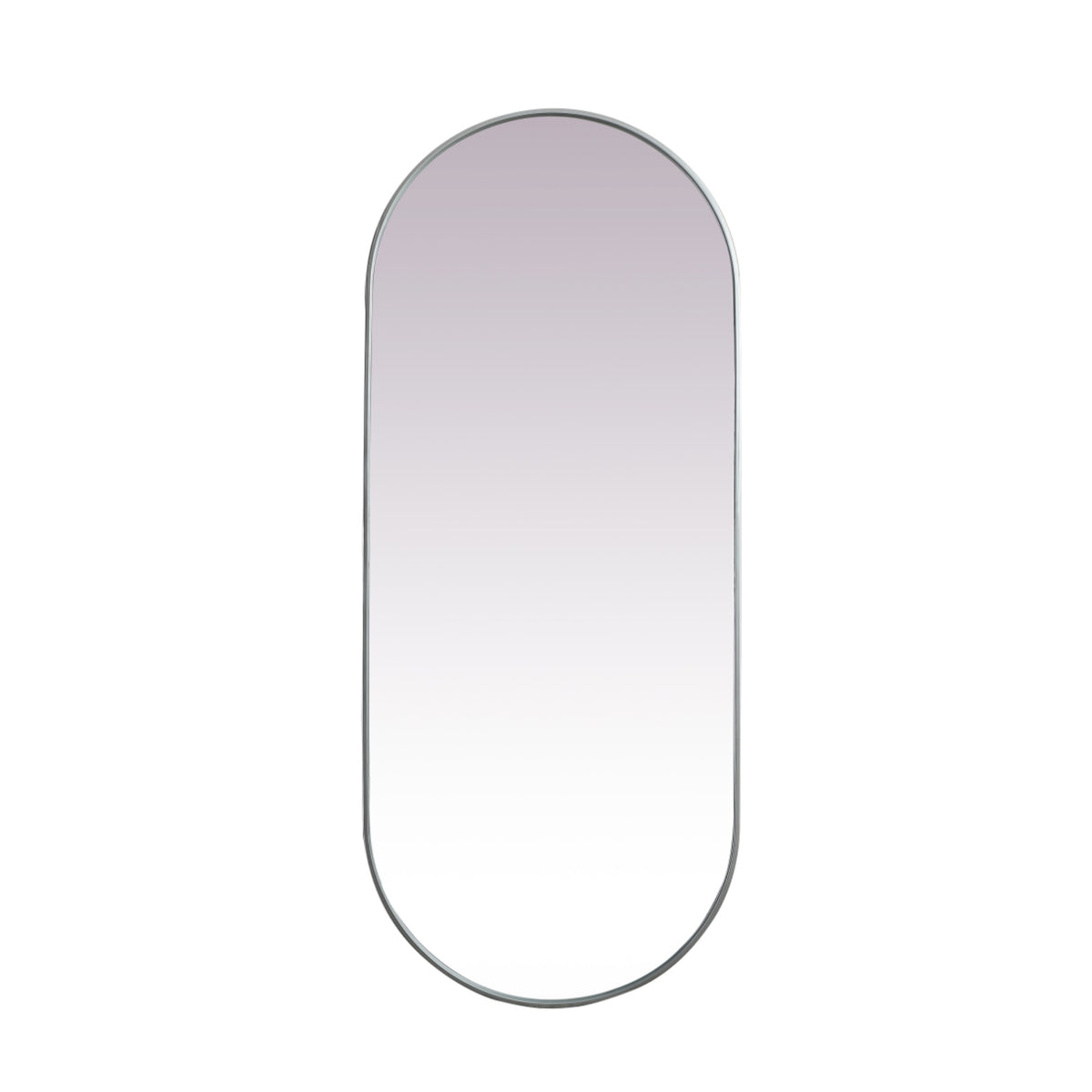Metal Frame Oval Mirror 30X72 Inch In Silver