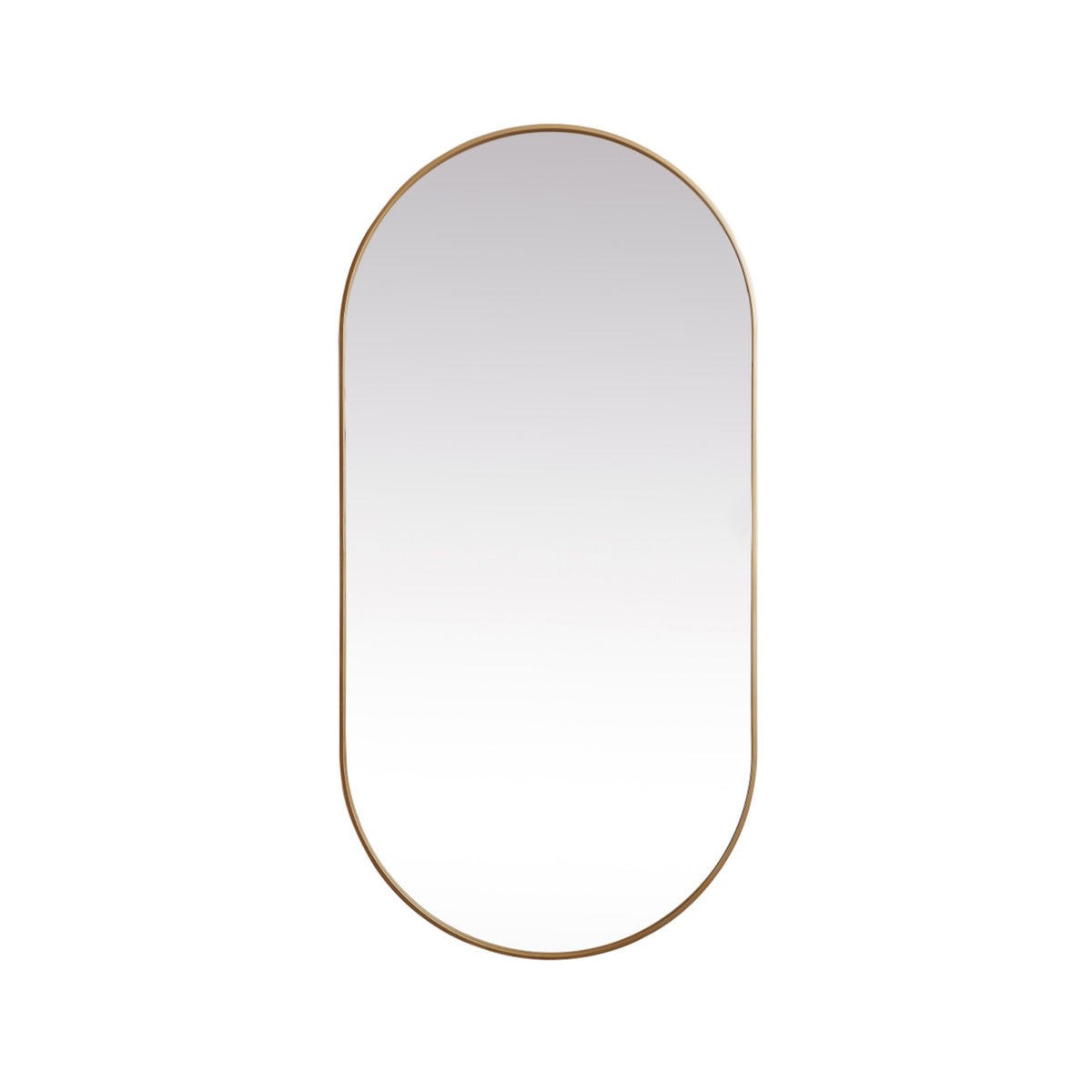 Metal Frame Oval Mirror 36X72 Inch In Brass